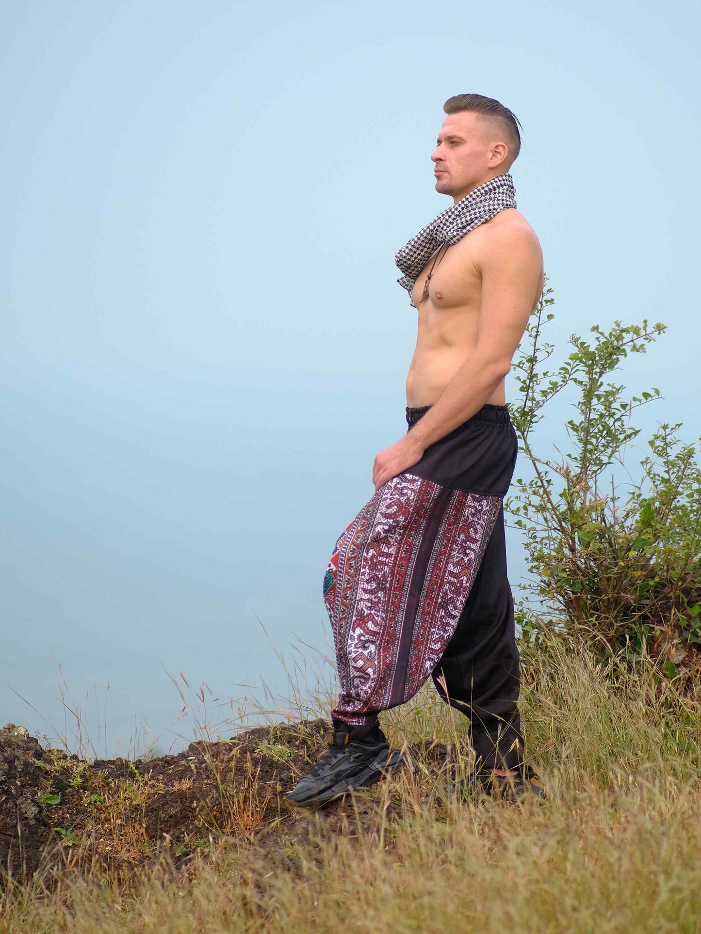 Buy Men's Red Owl Bohemian Hippy Balloon Harem Pants For Travel Dance Yoga