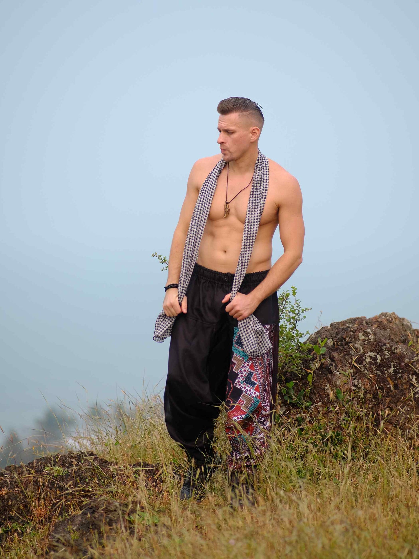 Buy Men's Red Owl Bohemian Hippy Balloon Harem Pants For Travel Dance Yoga