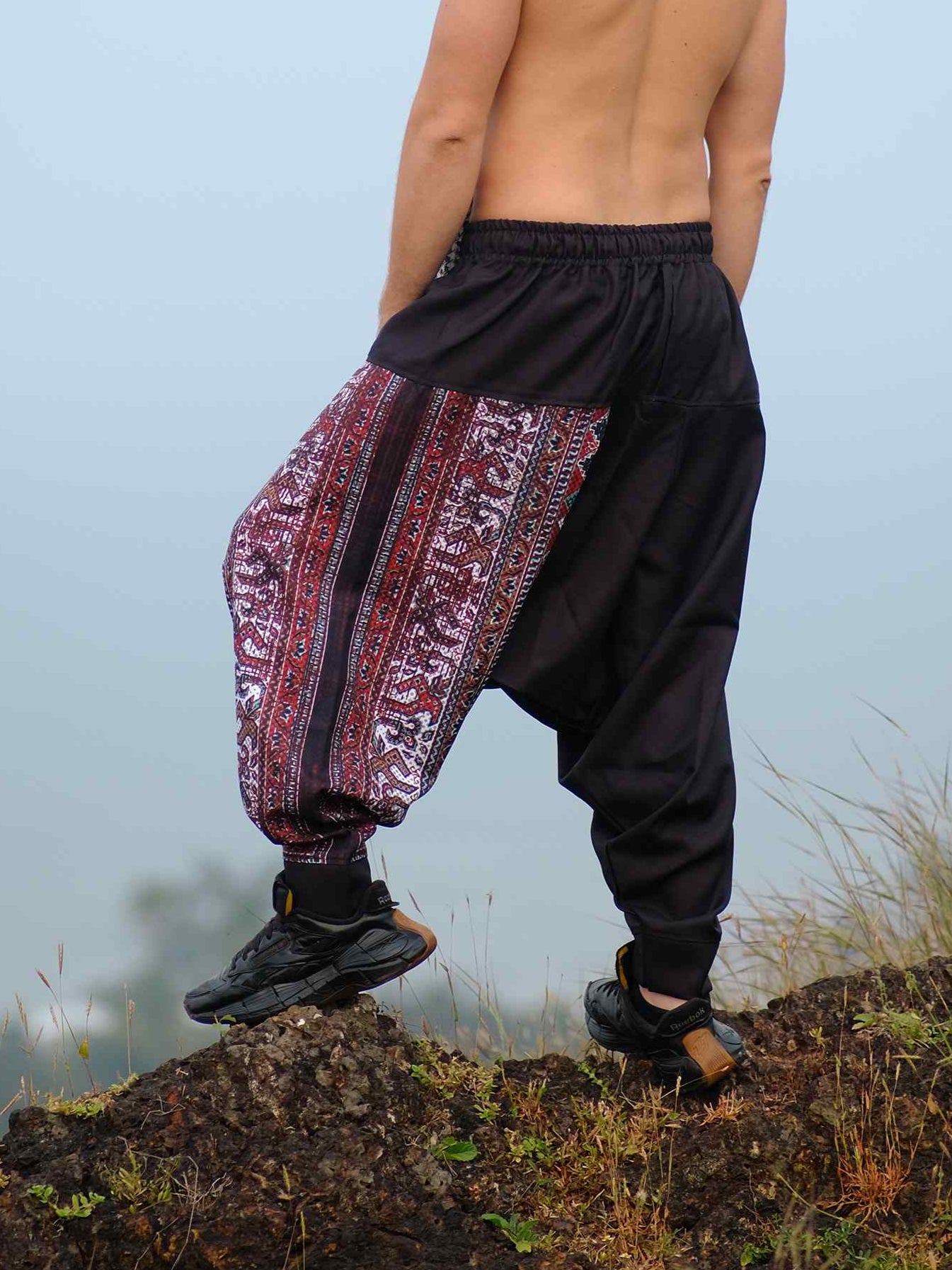 Buy Men's Red Owl Bohemian Hippy Balloon Harem Pants For Travel Dance Yoga