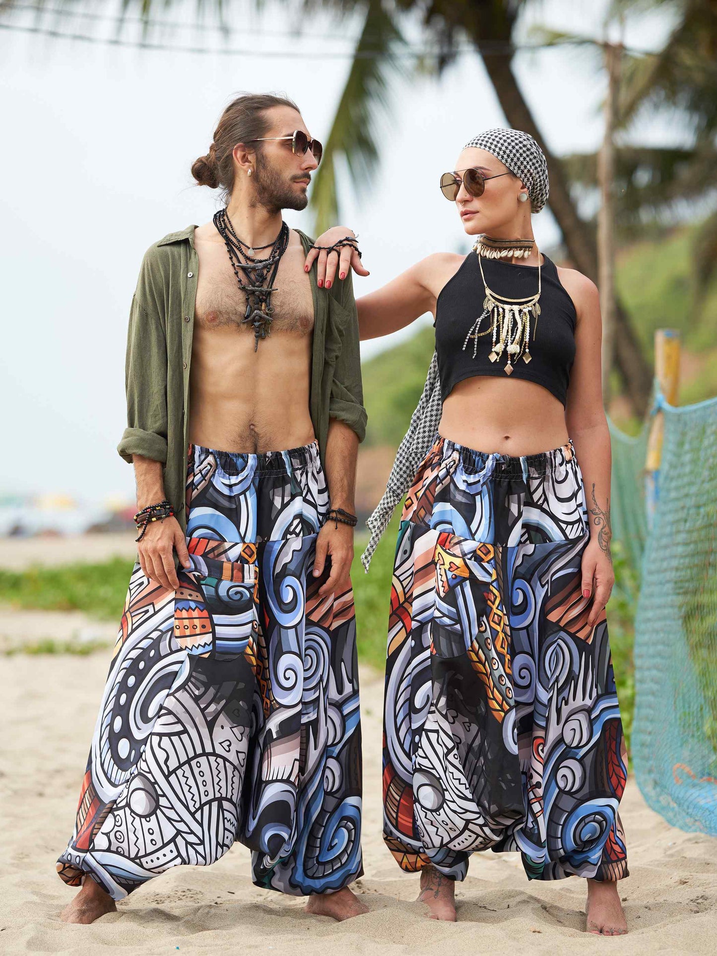 Buy Women's Music-themed Hippy Boho Harem Pants For Travel Yoga Dance