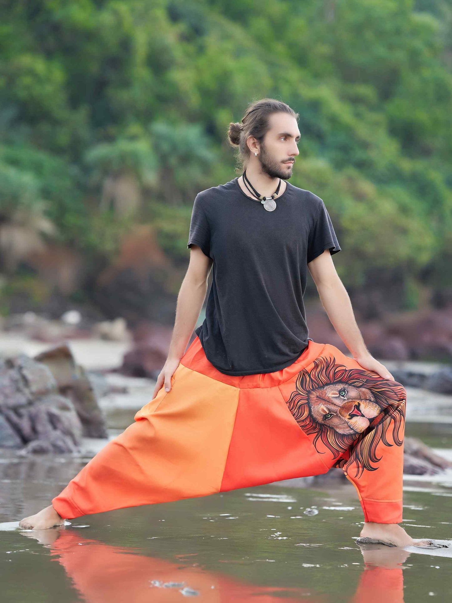 Buy Unisex Couple Hippy Lion Print Baggy Aladdin Harem Pant For Travel Yoga Dance
