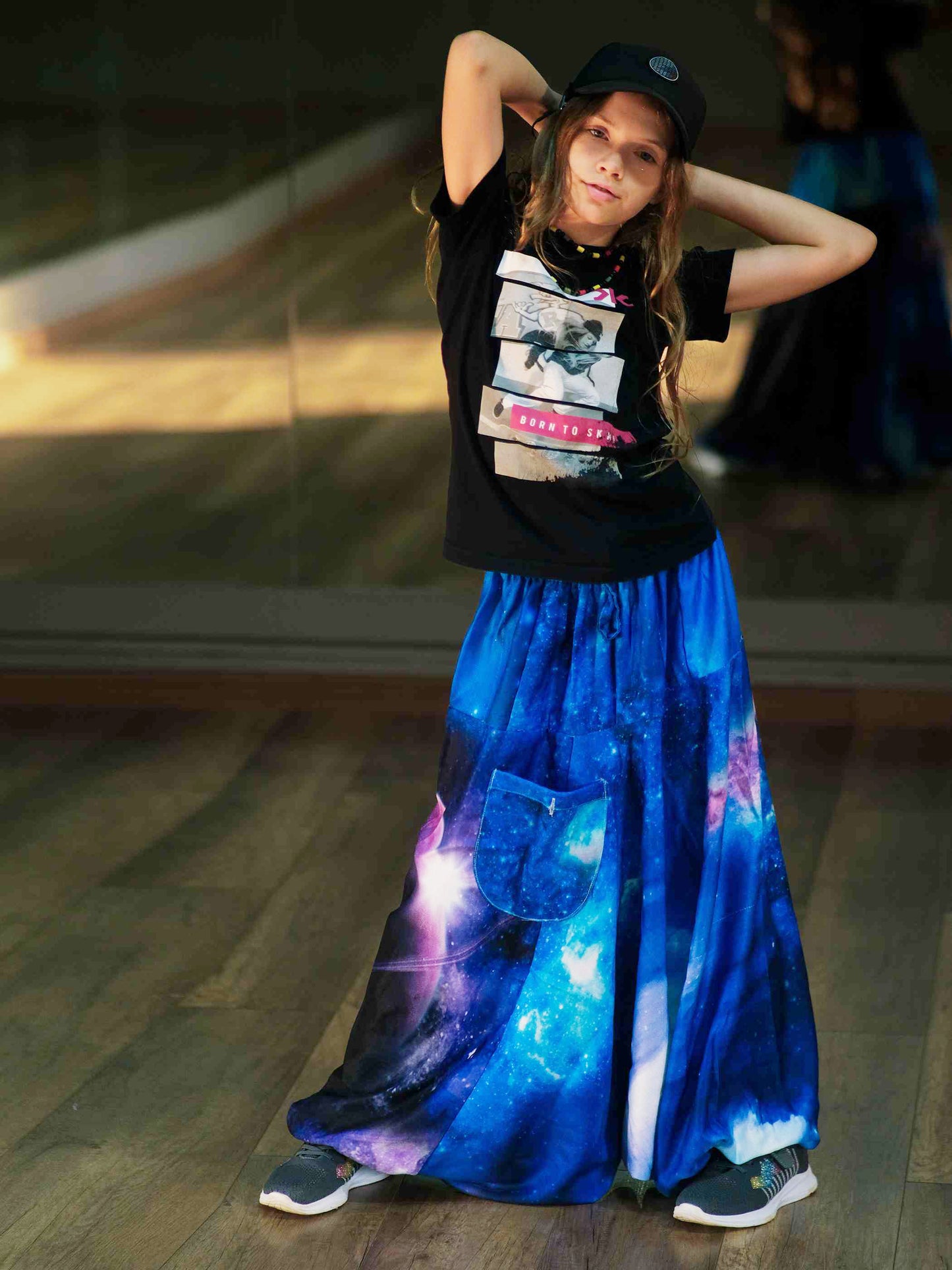 Girl's Kids Galaxy Print Alibaba Baggy Harem Pants For Dance