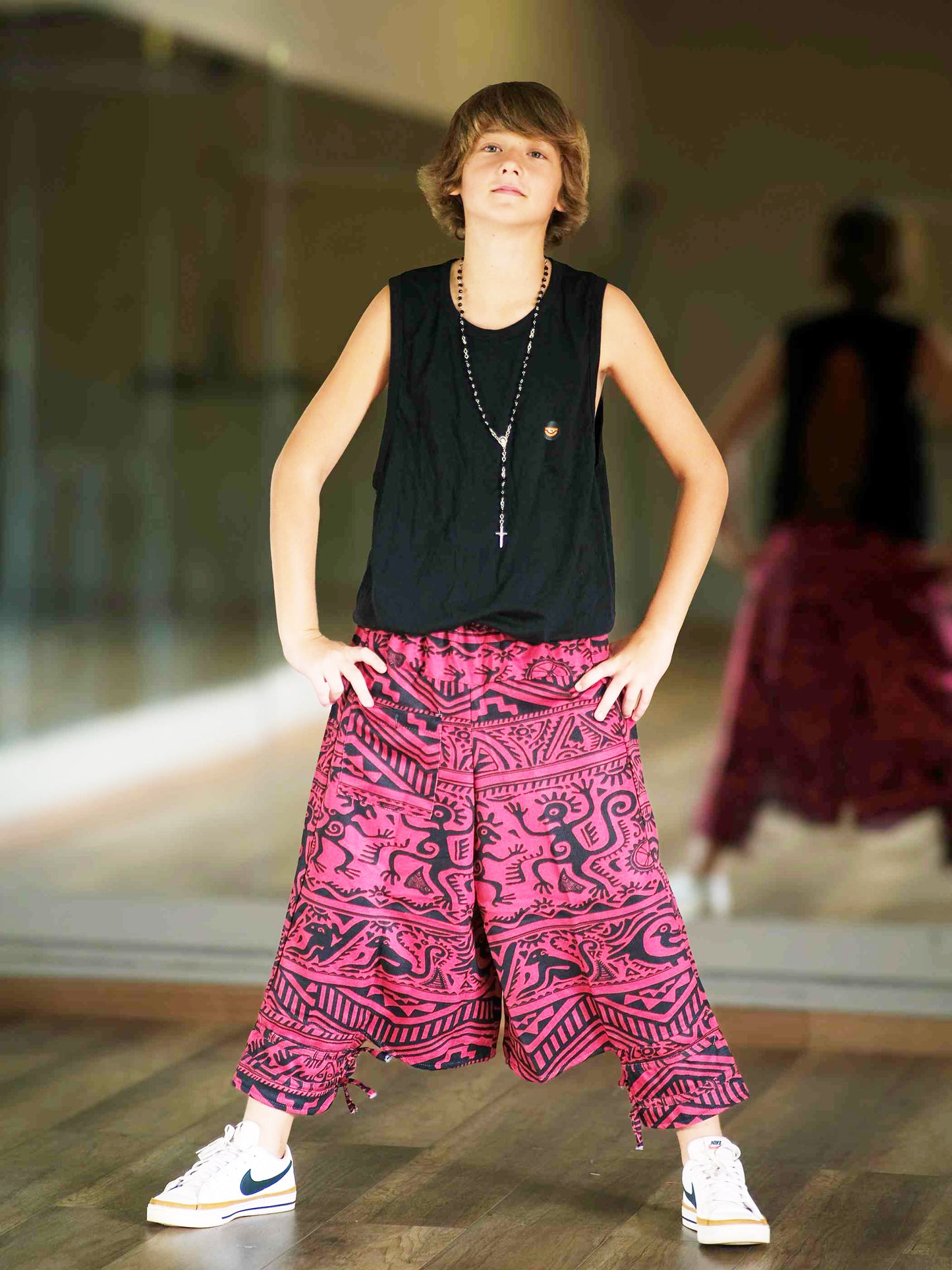 Boy's Kids Red Boho Baggy Hippy Harem Pants For Dance