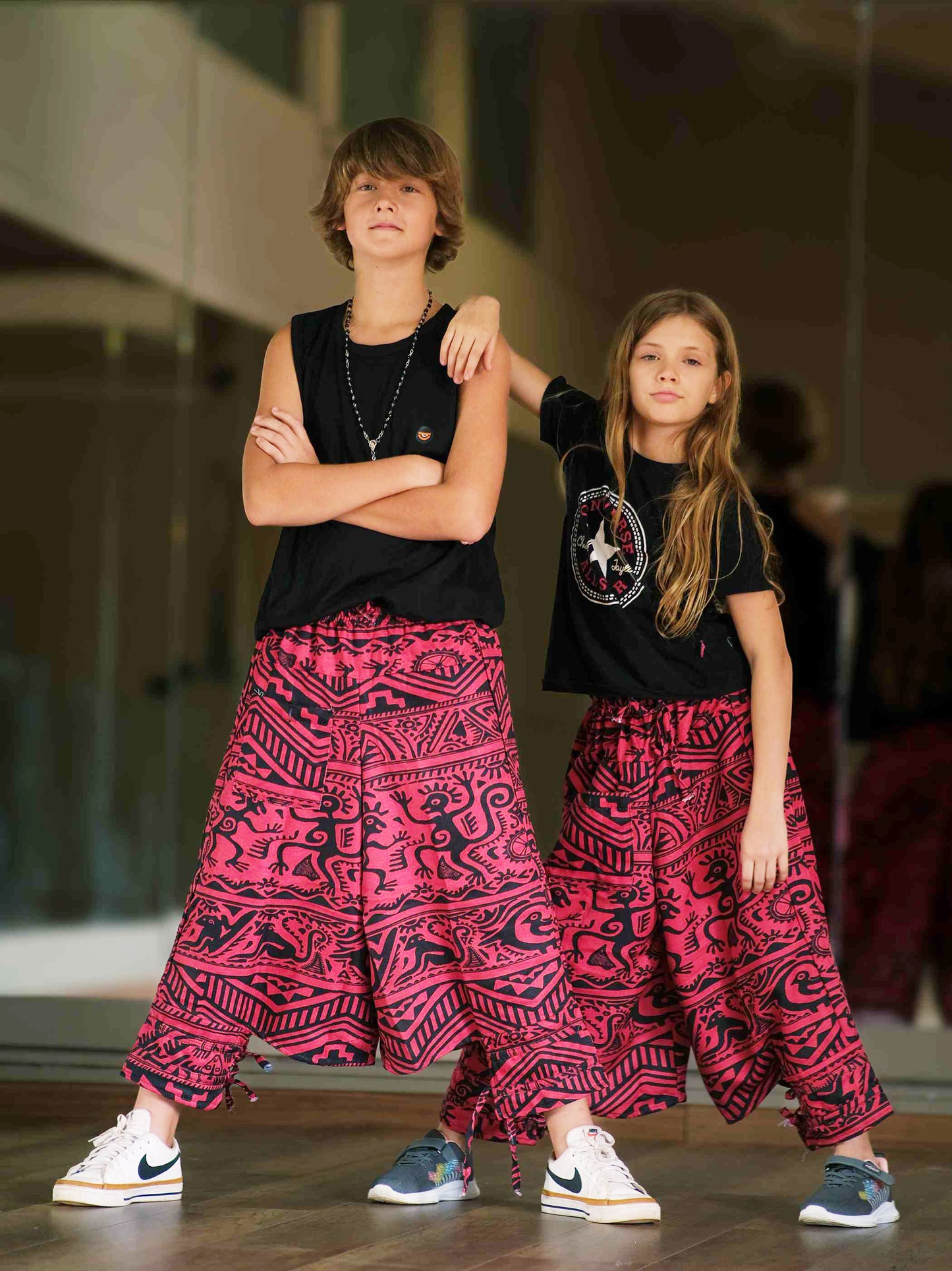 Girl's Kids Red Boho Baggy Hippy Harem Pants For Dance