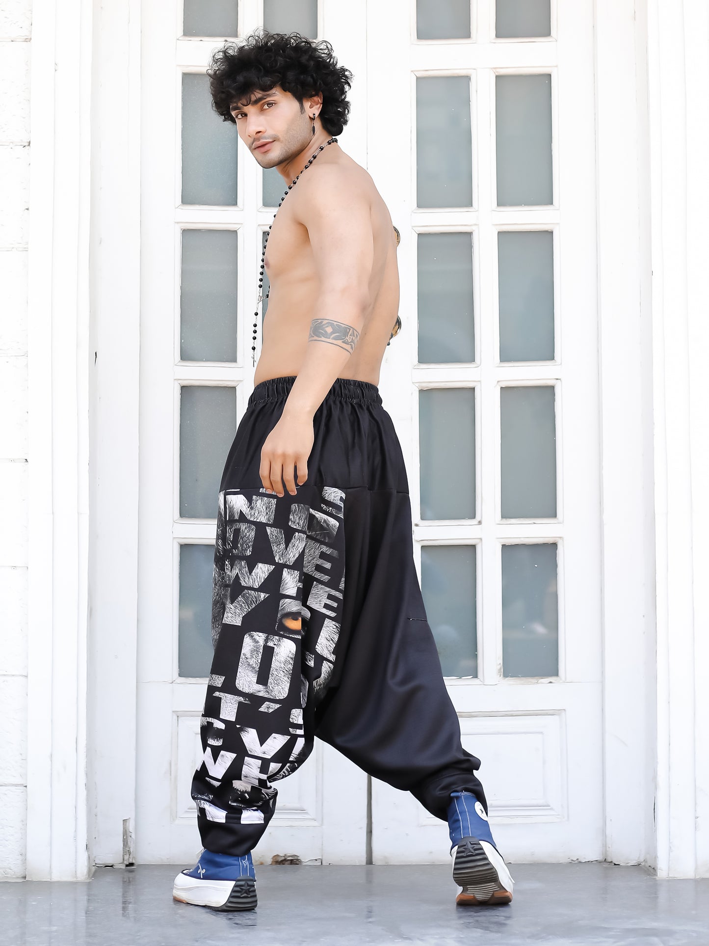 Men's King Lion Print Baggy Aladdin Harem Pants For Travel Dance Yoga