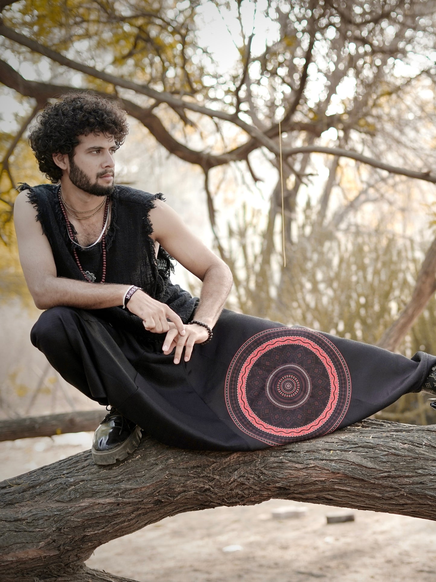Men’s Mandala Print Harem Pants – Free Size Boho Trousers for Dance, Travel & Yoga