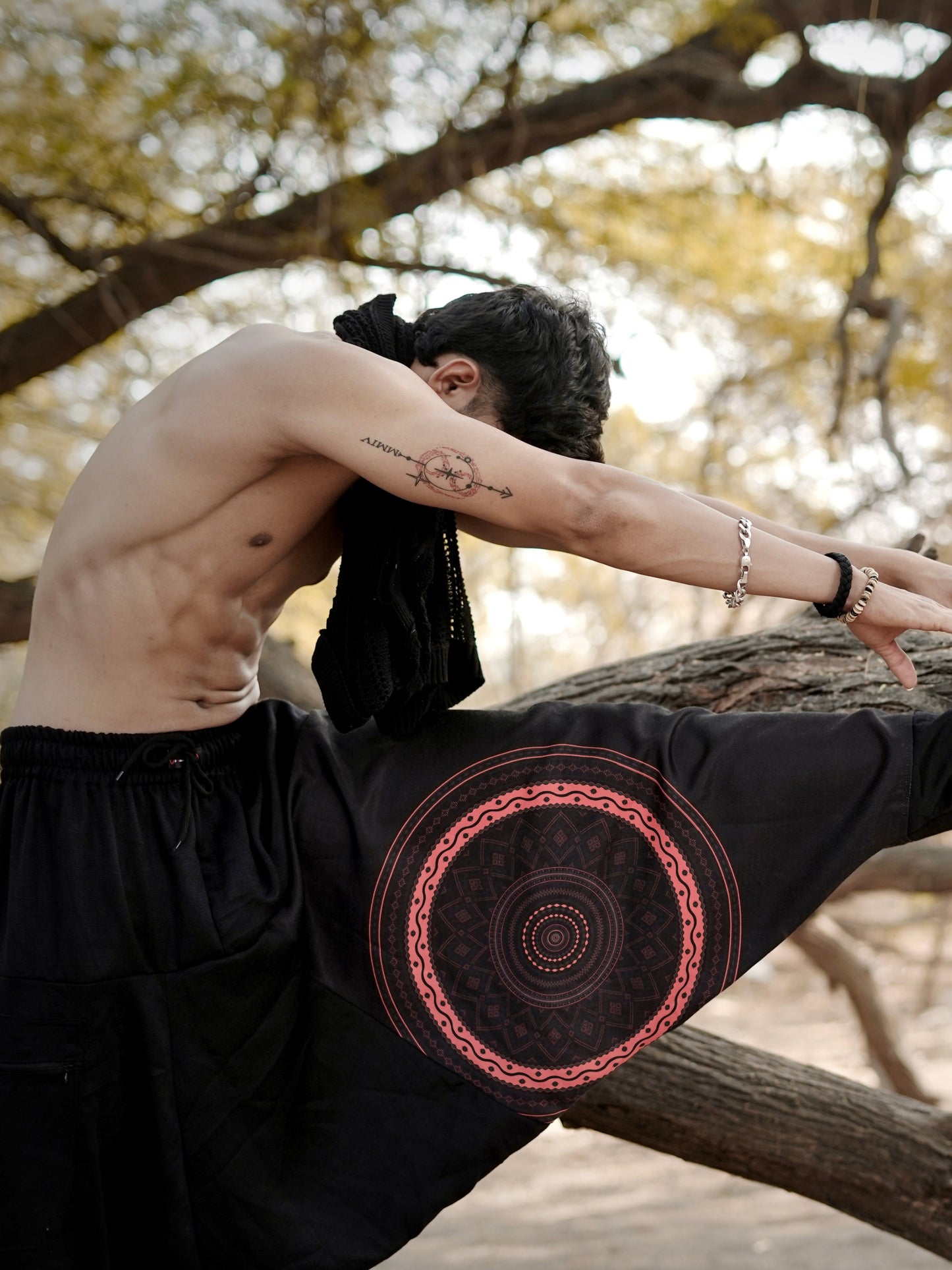 Men’s Mandala Print Harem Pants – Free Size Boho Trousers for Dance, Travel & Yoga