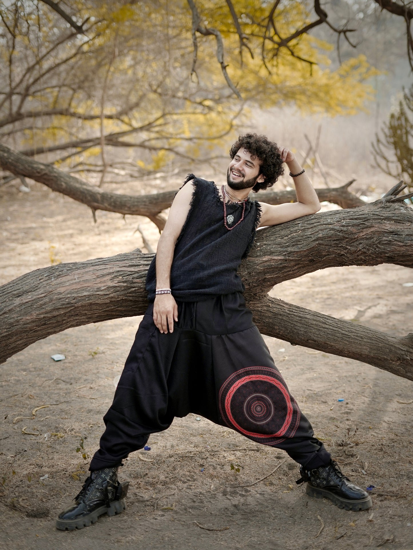 Men’s Mandala Print Harem Pants – Free Size Boho Trousers for Dance, Travel & Yoga