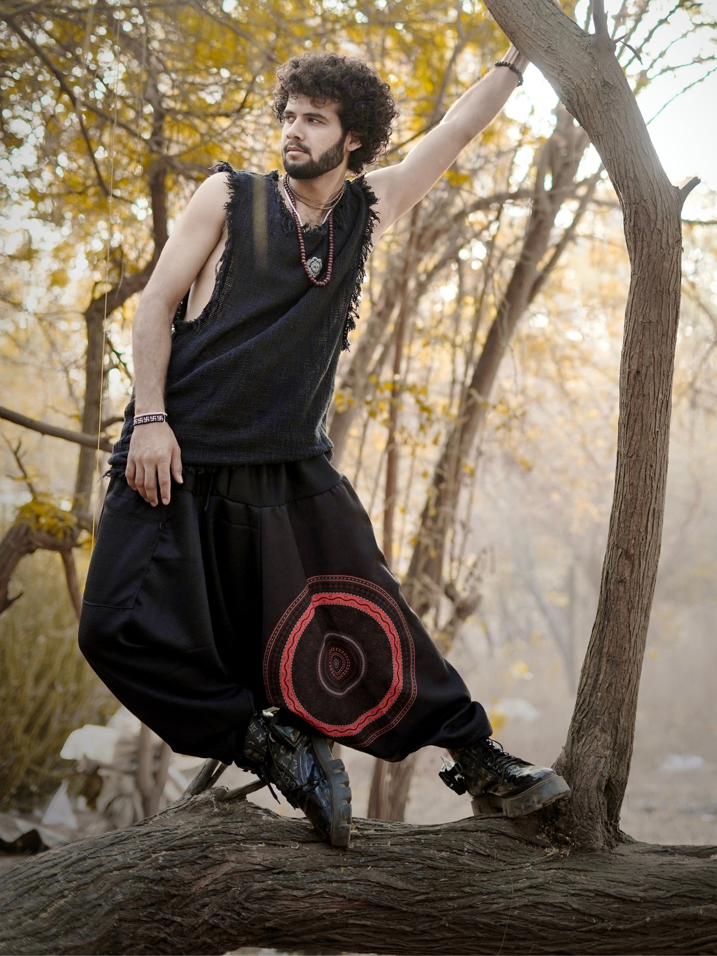 Men’s Mandala Print Harem Pants – Free Size Boho Trousers for Dance, Travel & Yoga