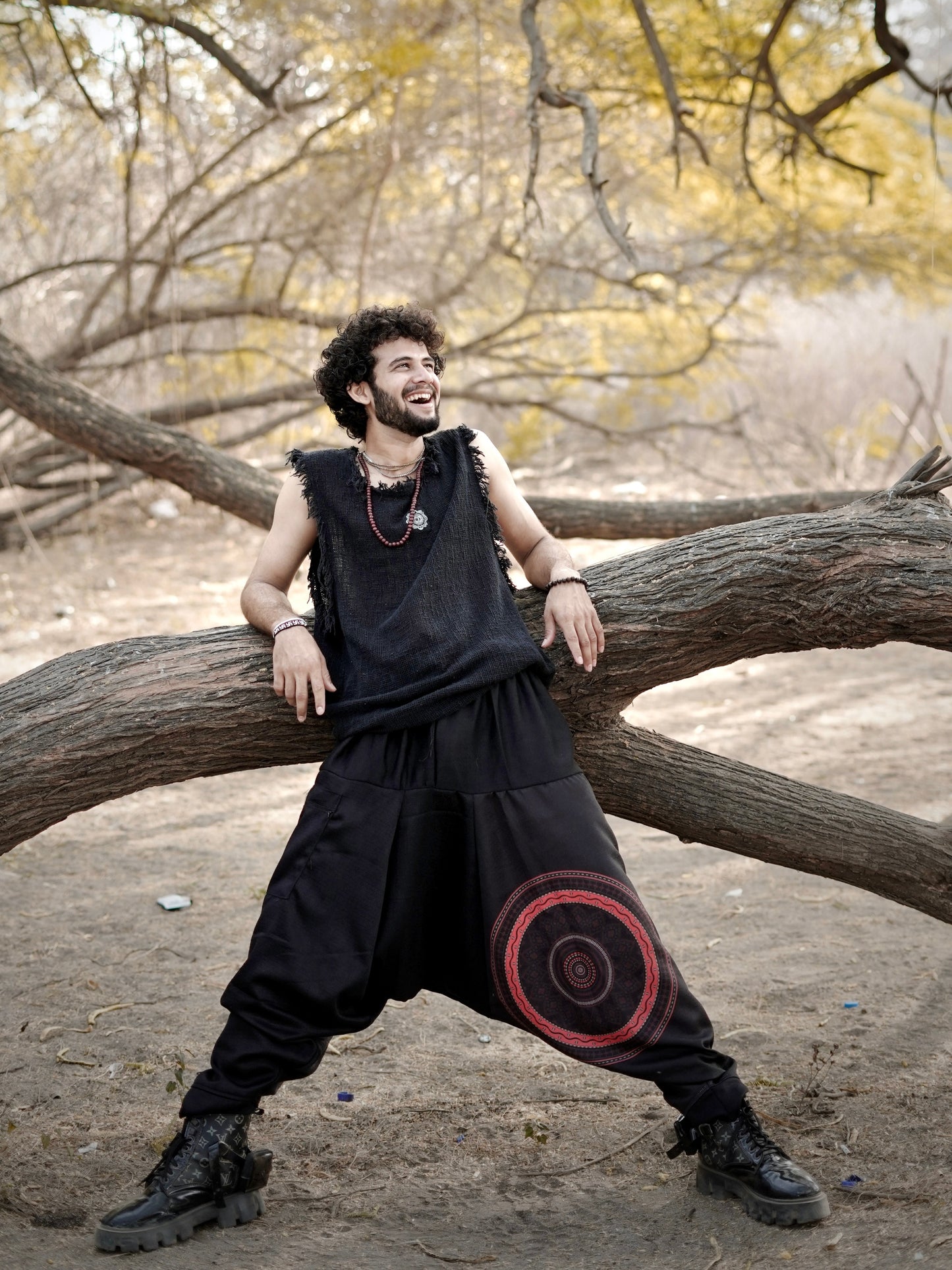 Men’s Mandala Print Harem Pants – Free Size Boho Trousers for Dance, Travel & Yoga