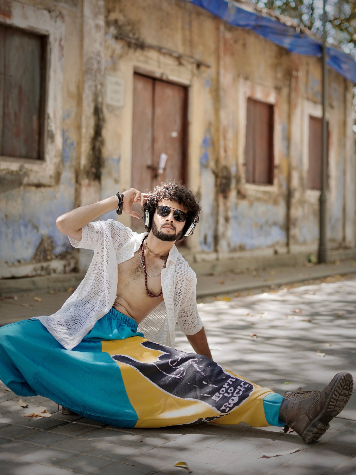 Men's Harem Pants For Dance Travel Yoga - Born To Rock Print