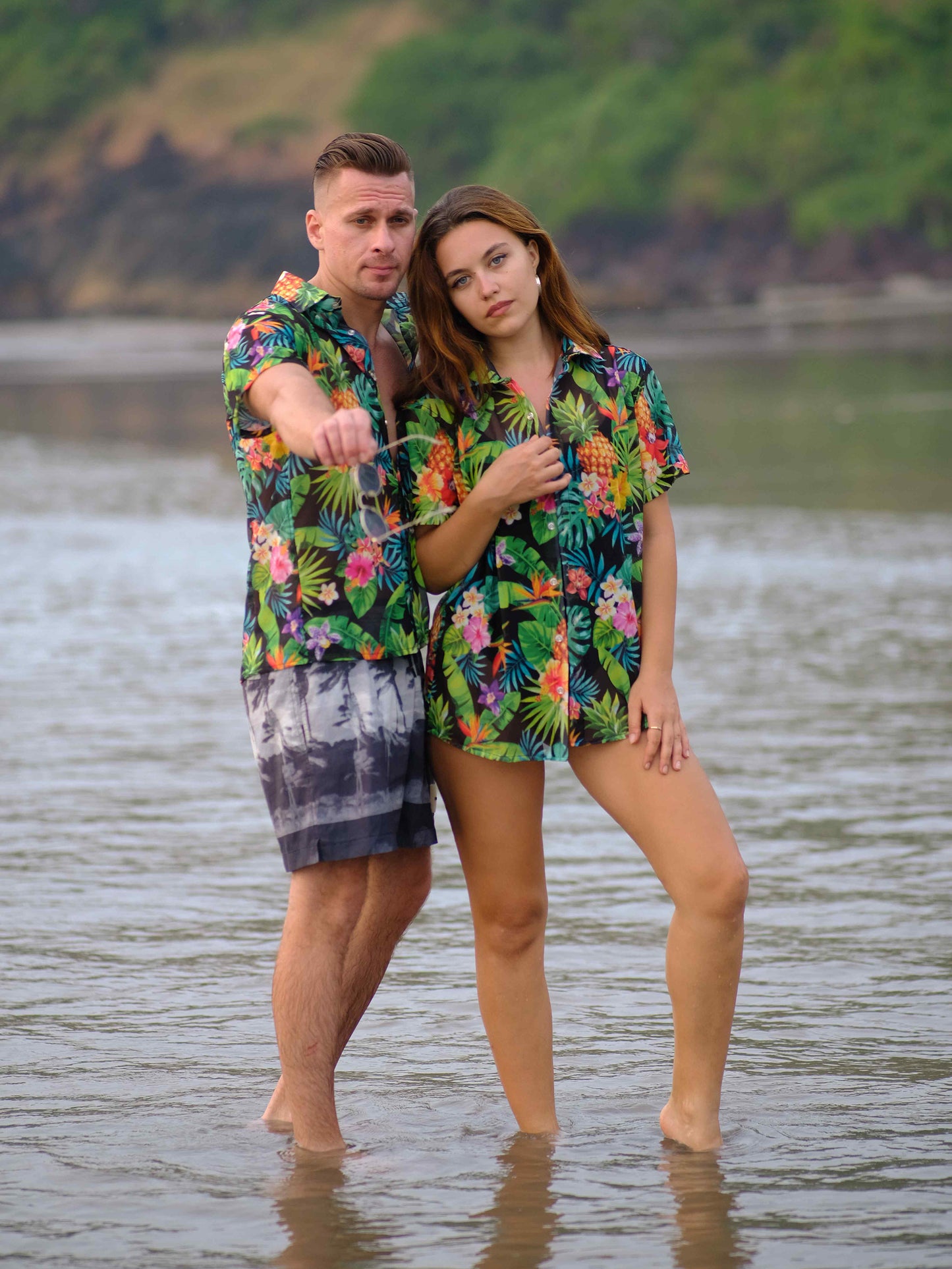 Men's Tropical Harmony Printed Travel Net Shirt