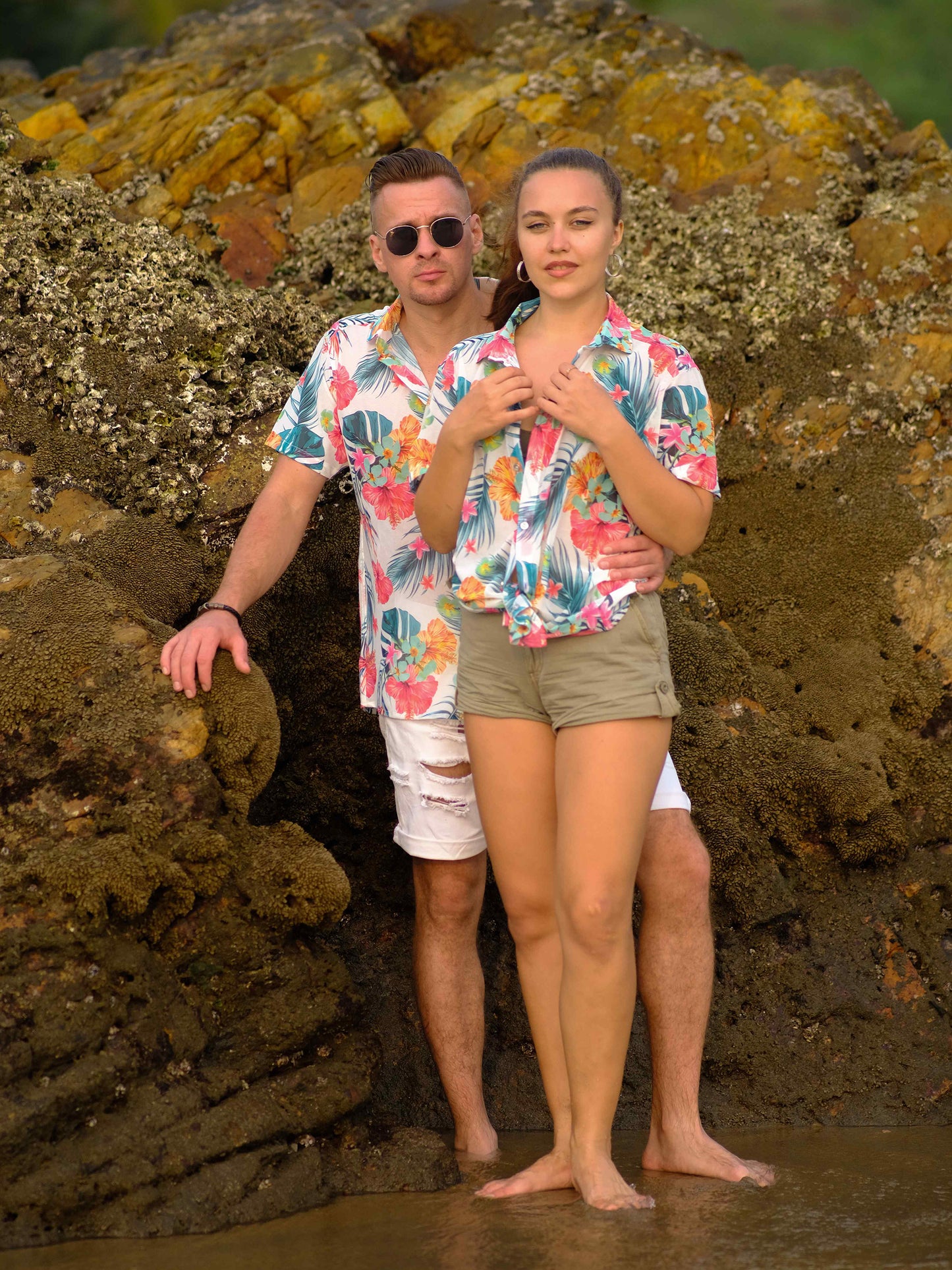 Women's Tropical Bloom Floral Printed Beach Shirt