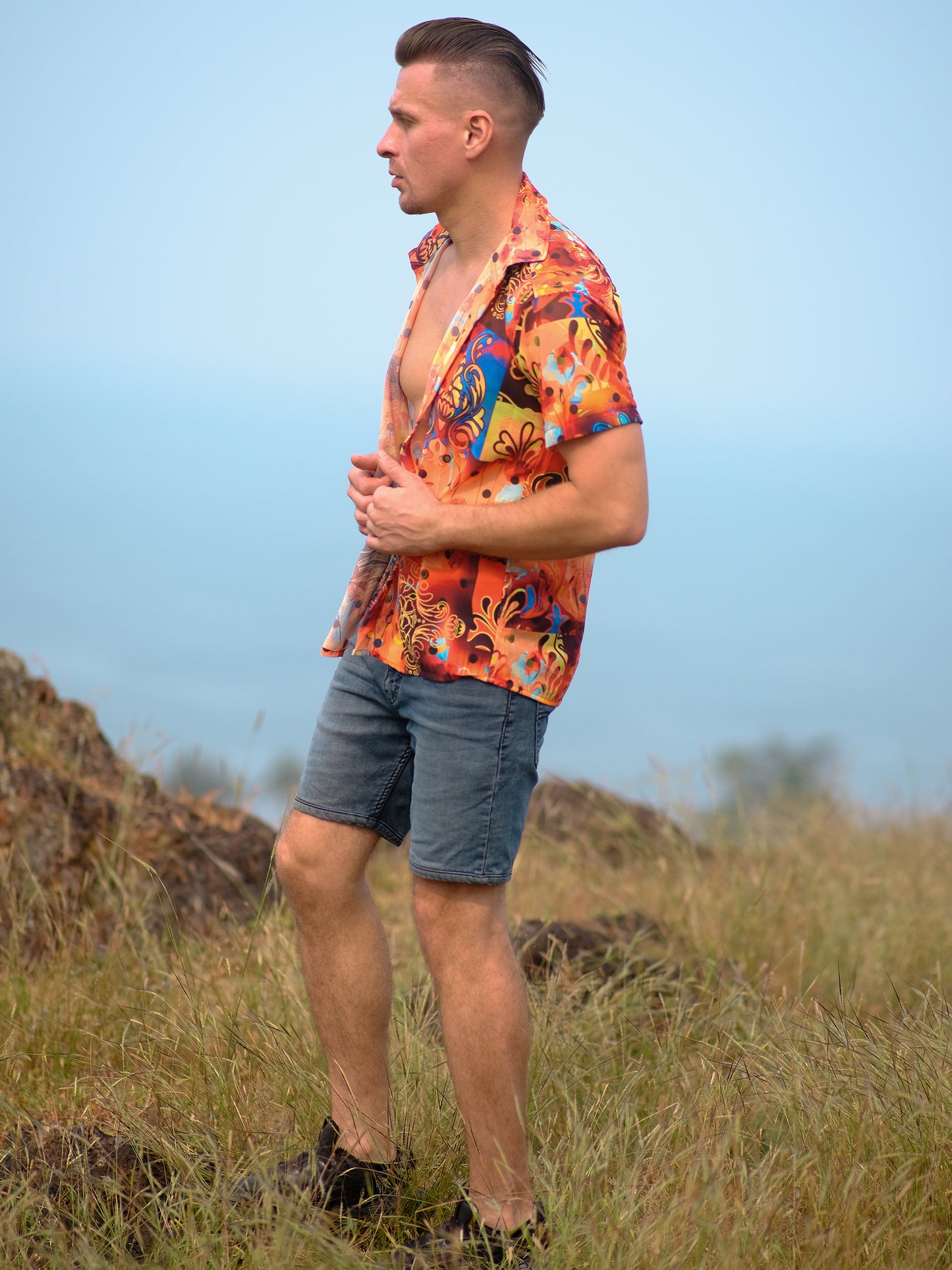 Buy Men's Artistic Printed Travel Pool Shirt