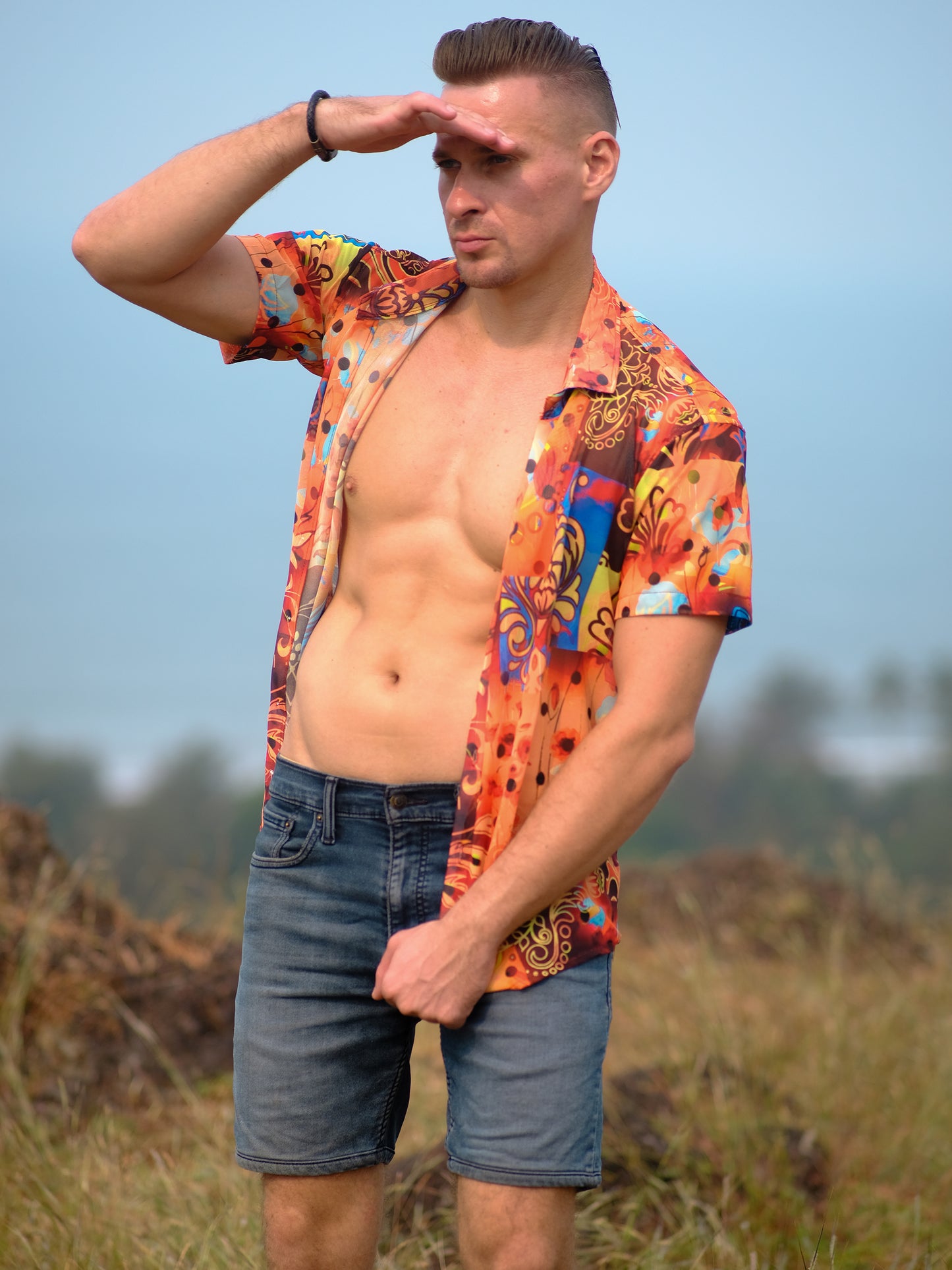 Buy Men's Artistic Printed Travel Pool Shirt