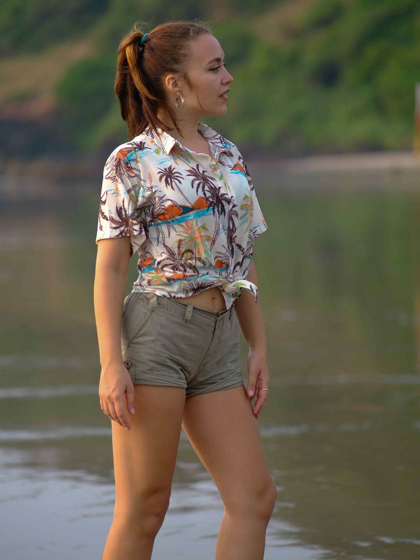 Women's Wanderlust Waves Coastal Printed Travel Net Shirt
