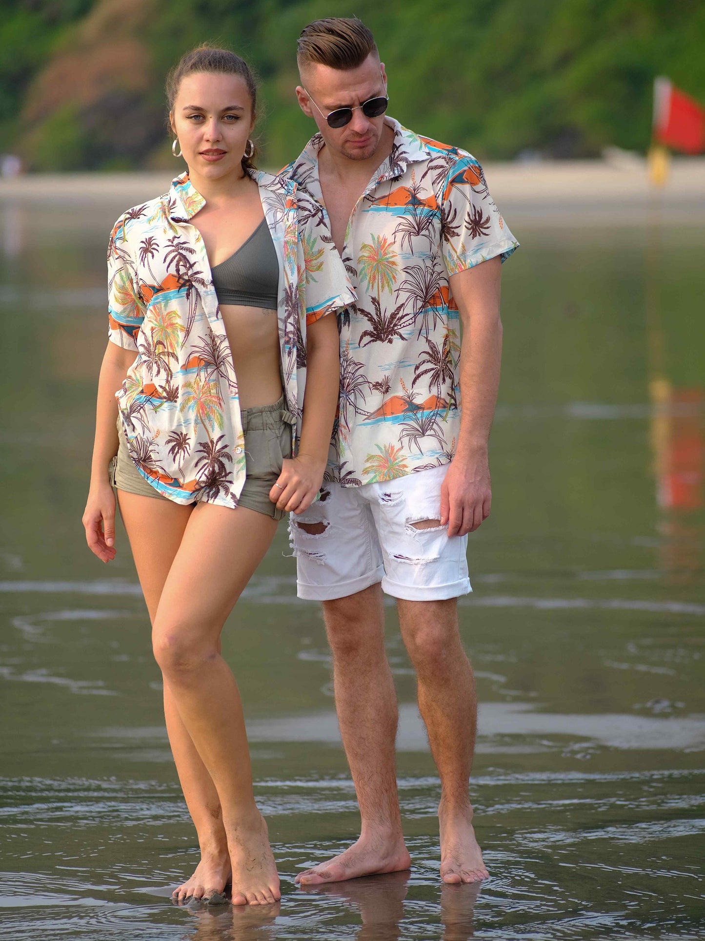 Men's Wanderlust Waves Coastal Printed Travel Net Shirt
