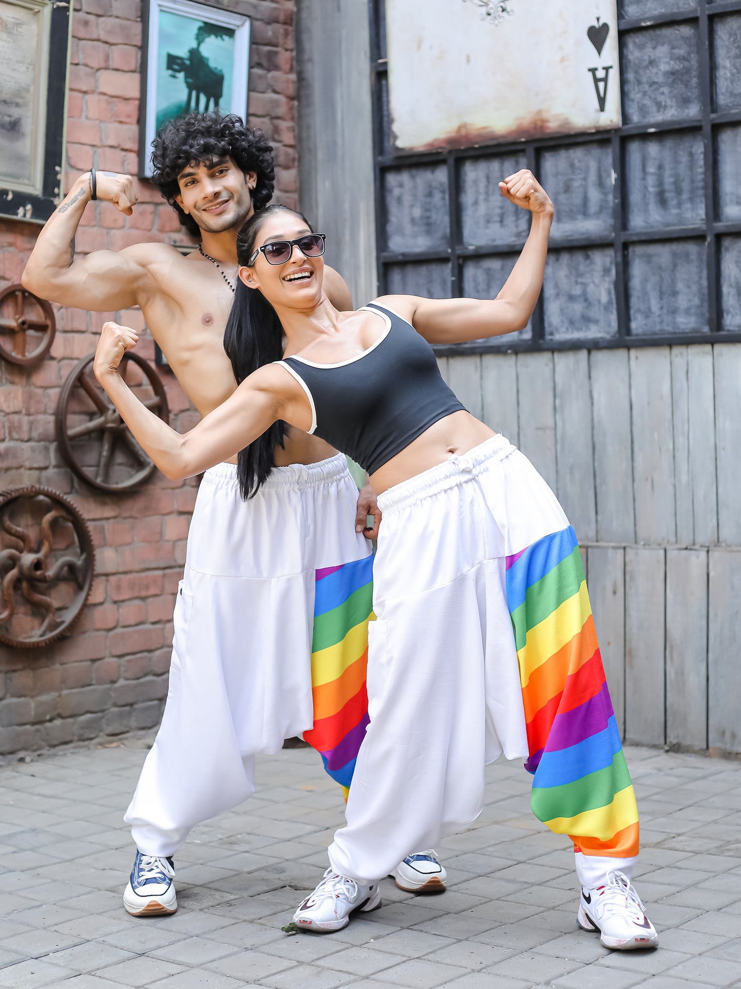 Men's Multicolored Rainbow Print Harem Pants For Travel Dance Yoga