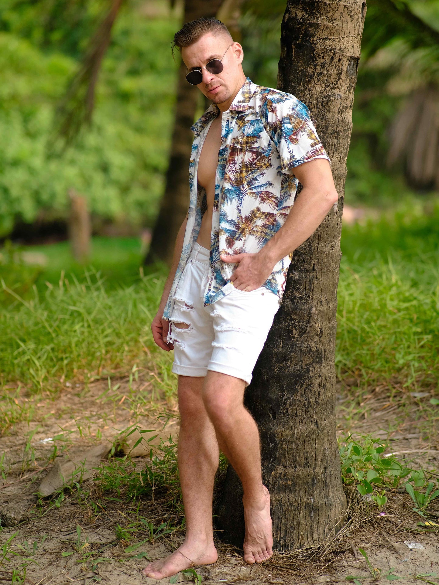 Men's Seaside Symphony Travel Oversize Net Shirt