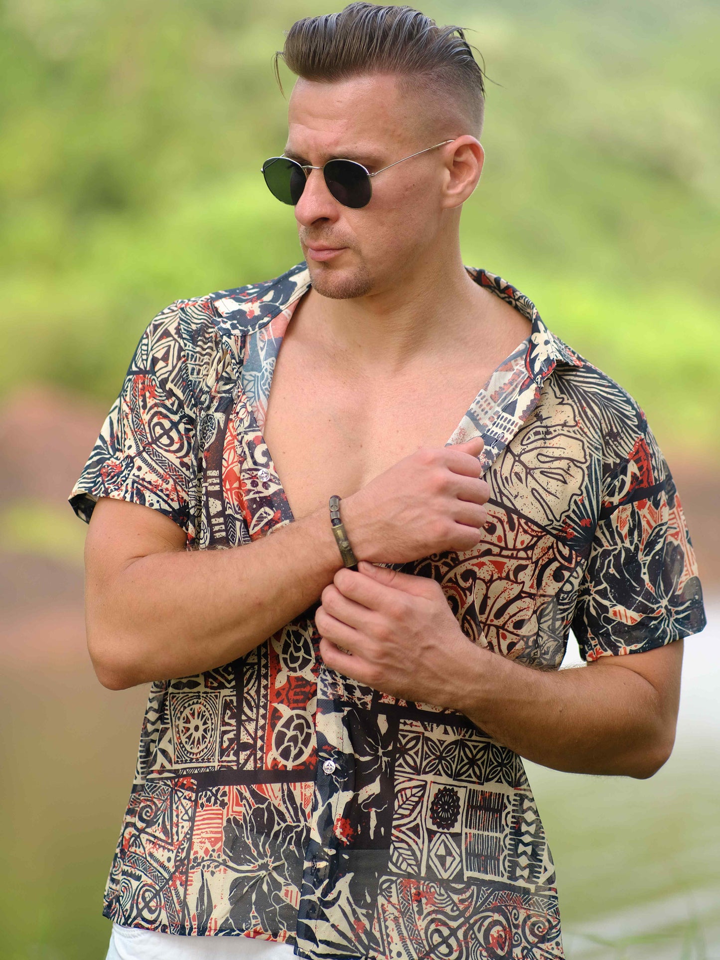 Men's Nomadic Tribal Travel Printed Shirt