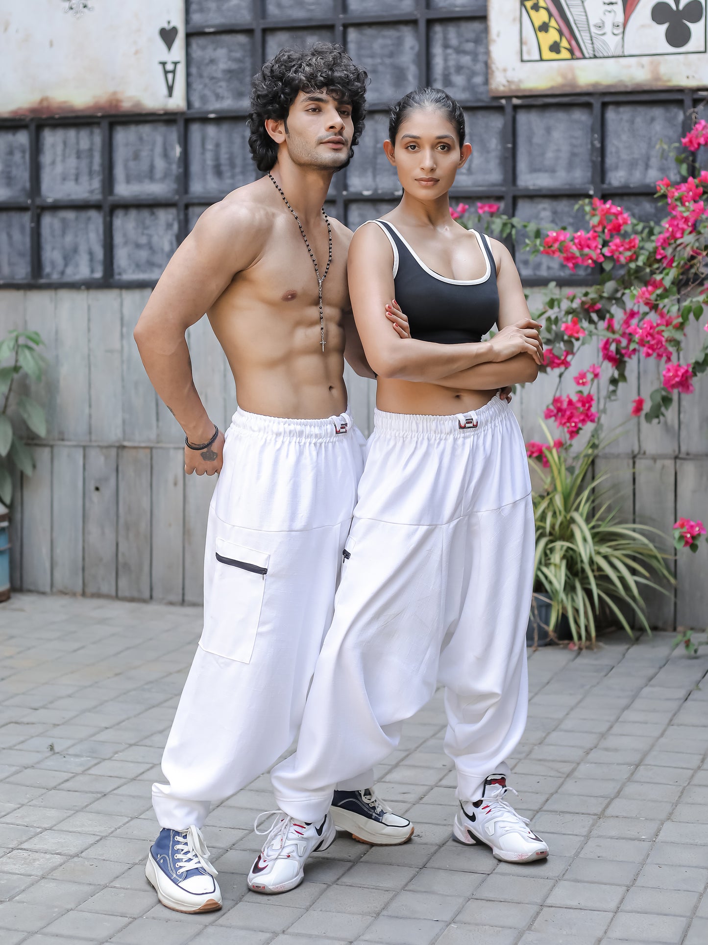 Women's White Bohemian Hippy Harem Pants For Dance Travel Yoga