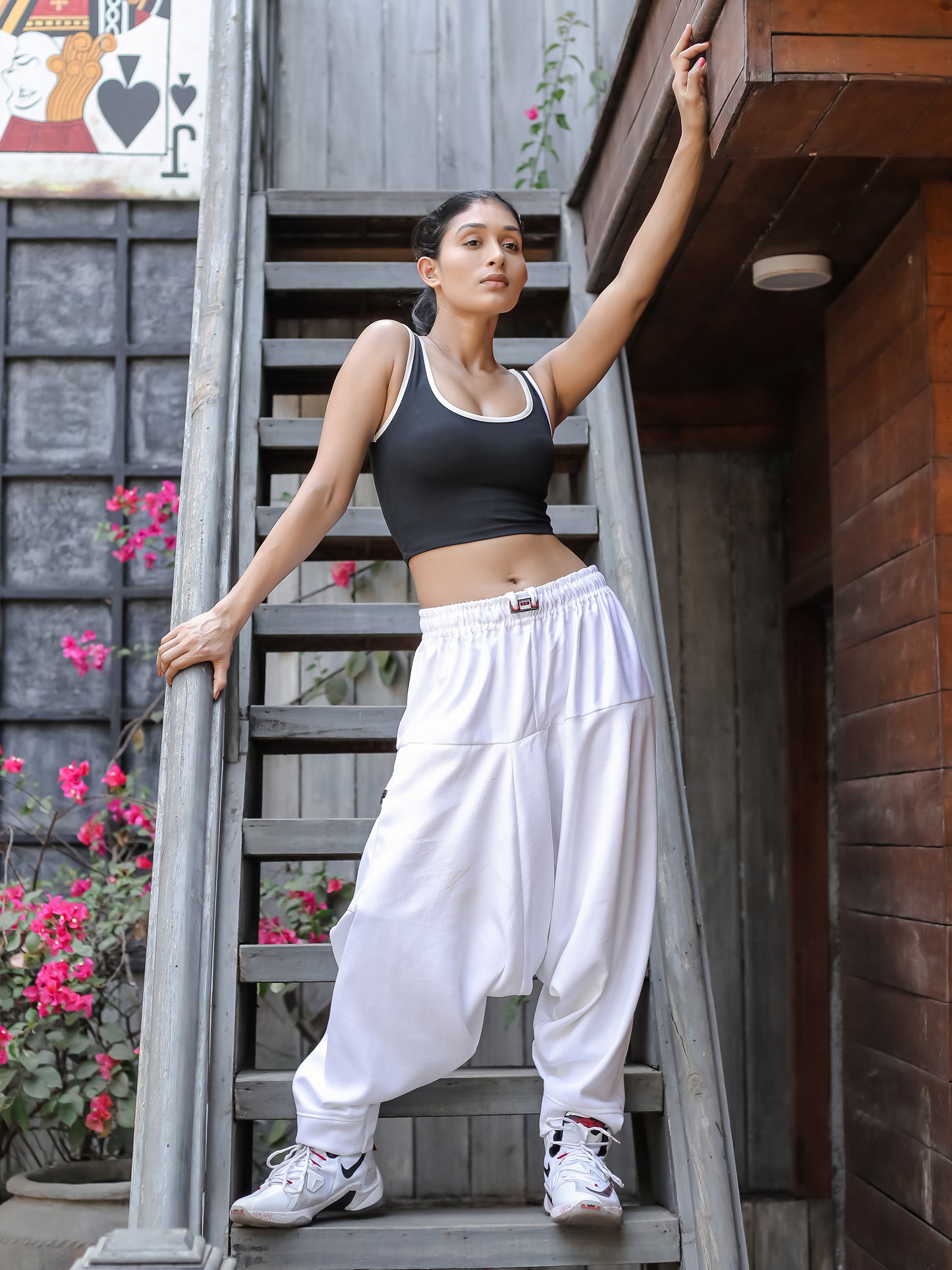 Women's White Bohemian Hippy Harem Pants For Dance Travel Yoga