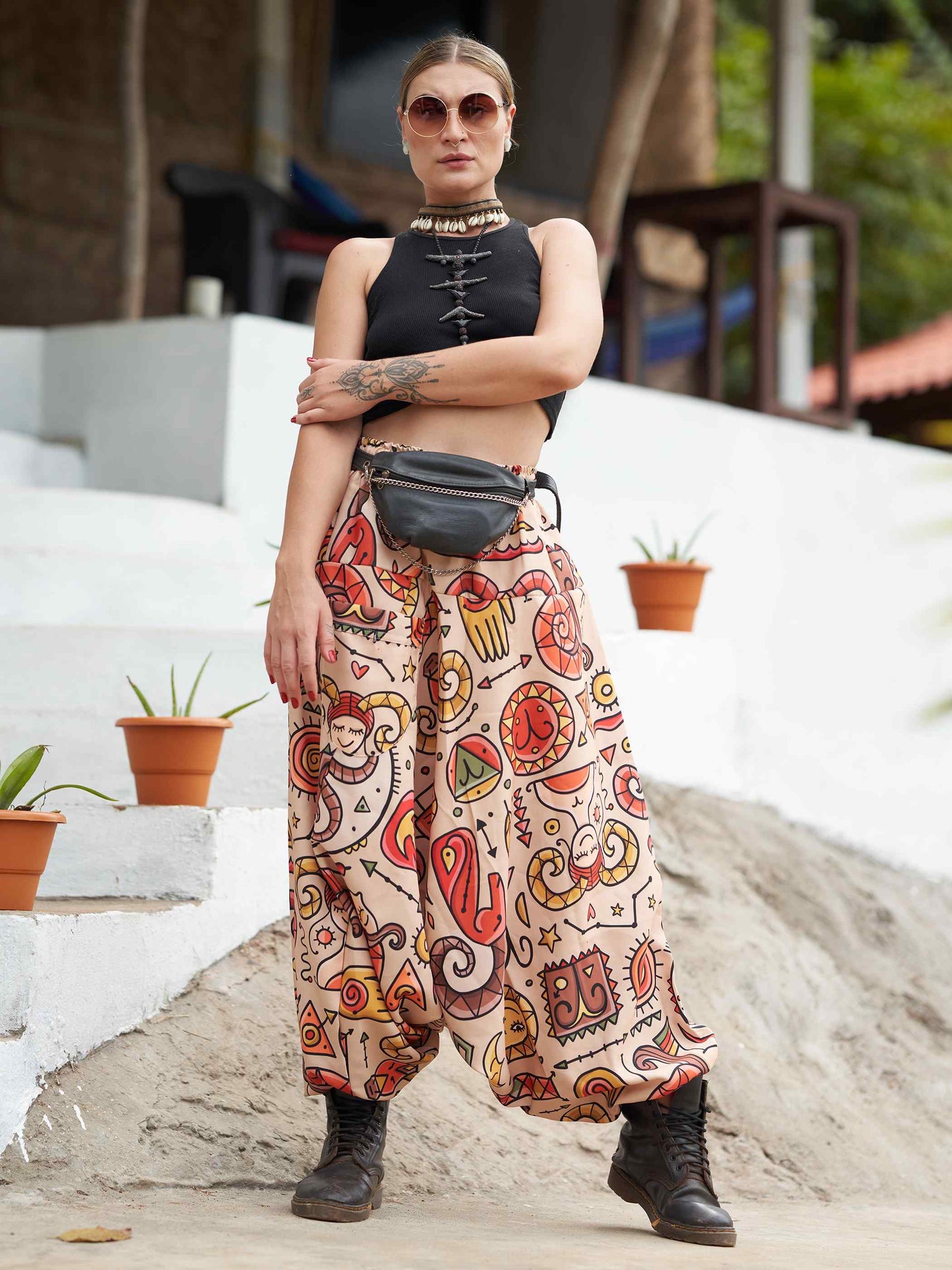Buy Women's Virgo Sign Boho Alibaba Balloon Hippy Harem Pants For Travel Yoga Dance