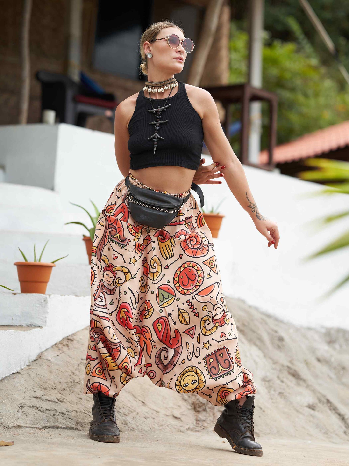 Buy Women's Virgo Sign Boho Alibaba Balloon Hippy Harem Pants For Travel Yoga Dance