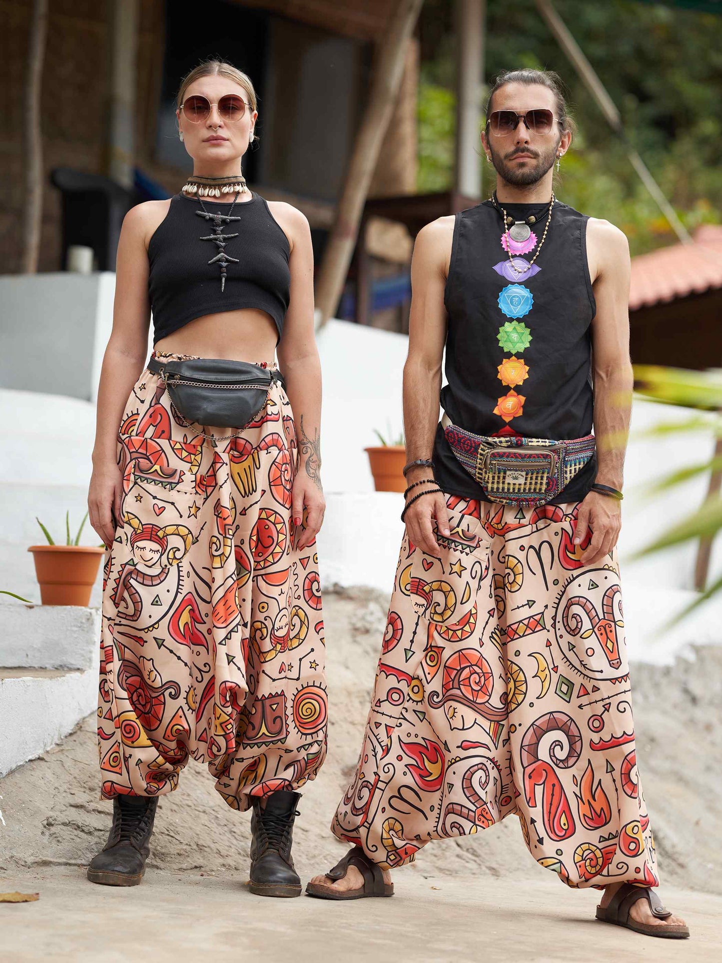 Buy Women's Virgo Sign Boho Alibaba Balloon Hippy Harem Pants For Travel Yoga Dance