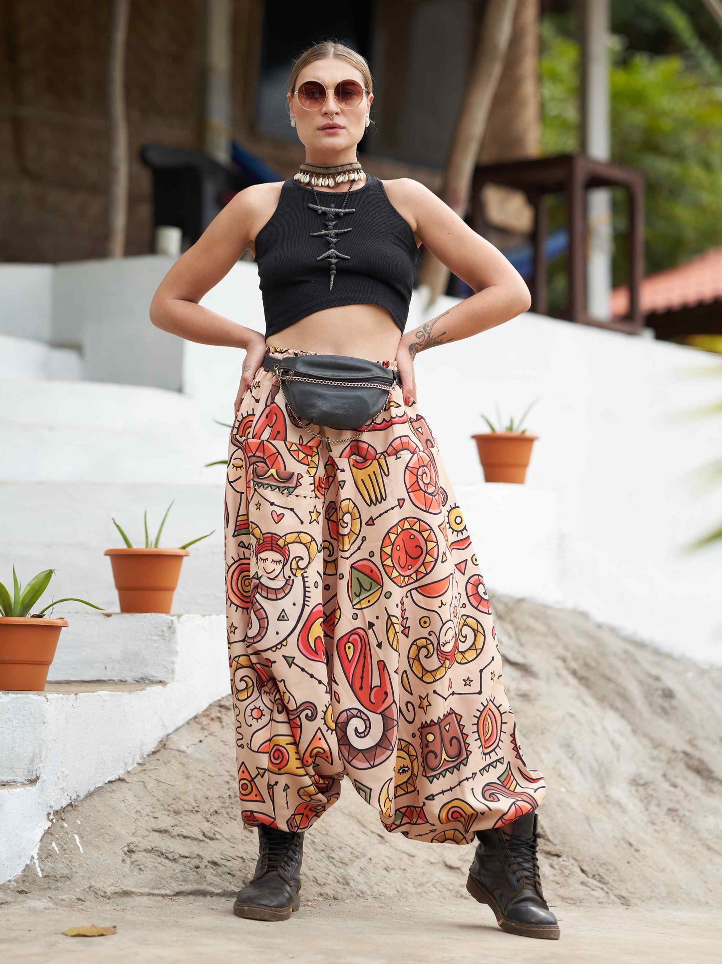 Buy Women's Virgo Sign Boho Alibaba Balloon Hippy Harem Pants For Travel Yoga Dance