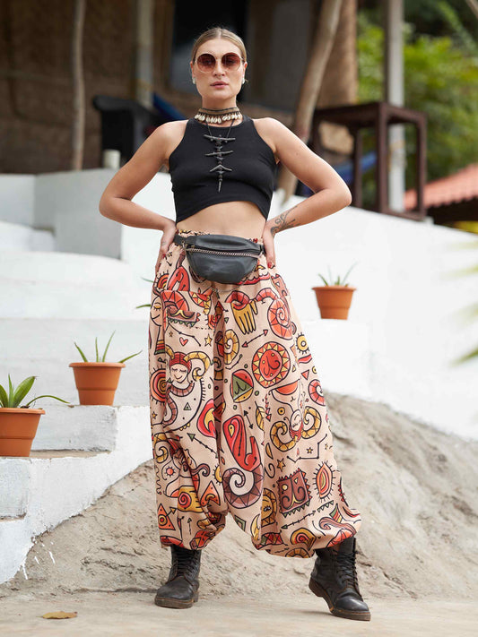 Buy Women's Virgo Sign Boho Alibaba Balloon Hippy Harem Pants For Travel Yoga Dance