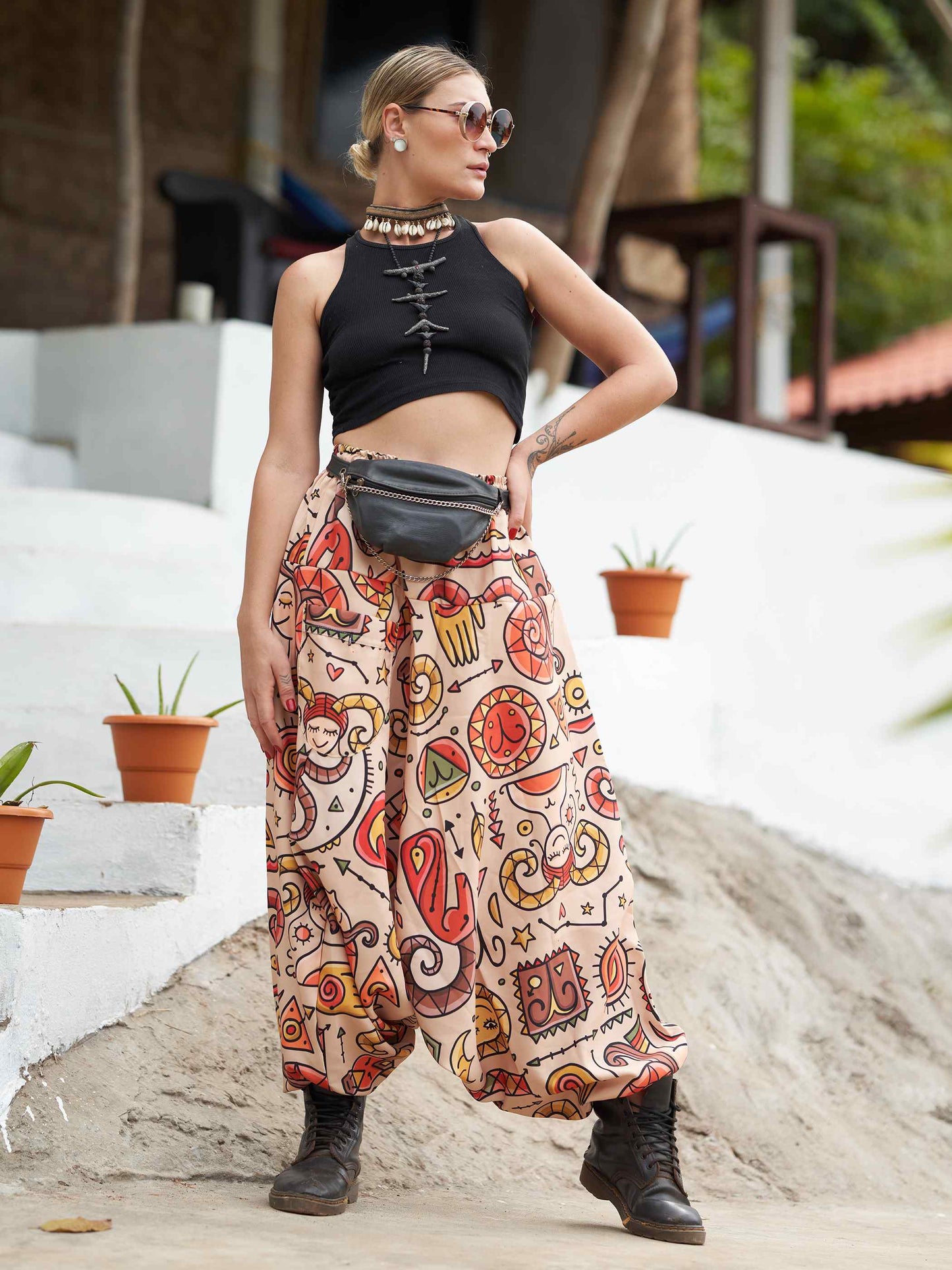 Buy Women's Virgo Sign Boho Alibaba Balloon Hippy Harem Pants For Travel Yoga Dance
