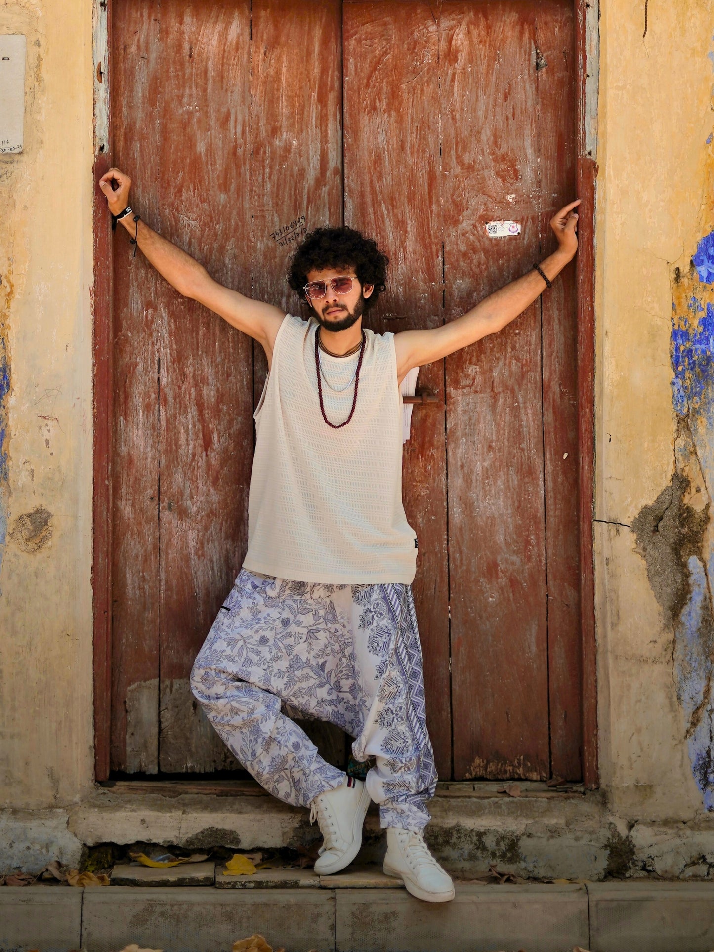 Floral Print Men’s Harem Pants – Boho Free Size for Yoga, Dance & Travel