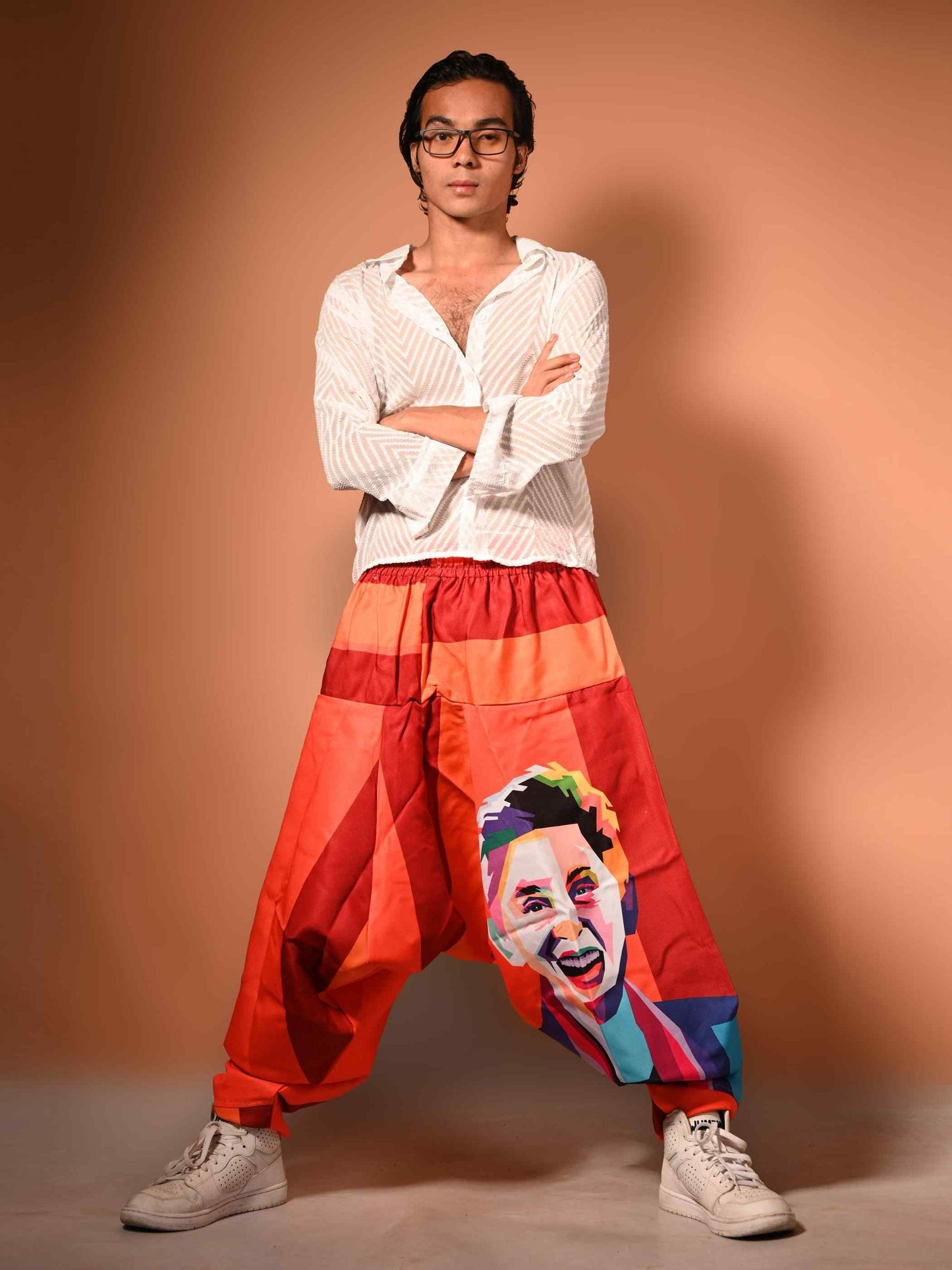 Buy Men's Fierce Smiling Face Print Bohemian Hippy Harem Pants For Dance Travel Yoga