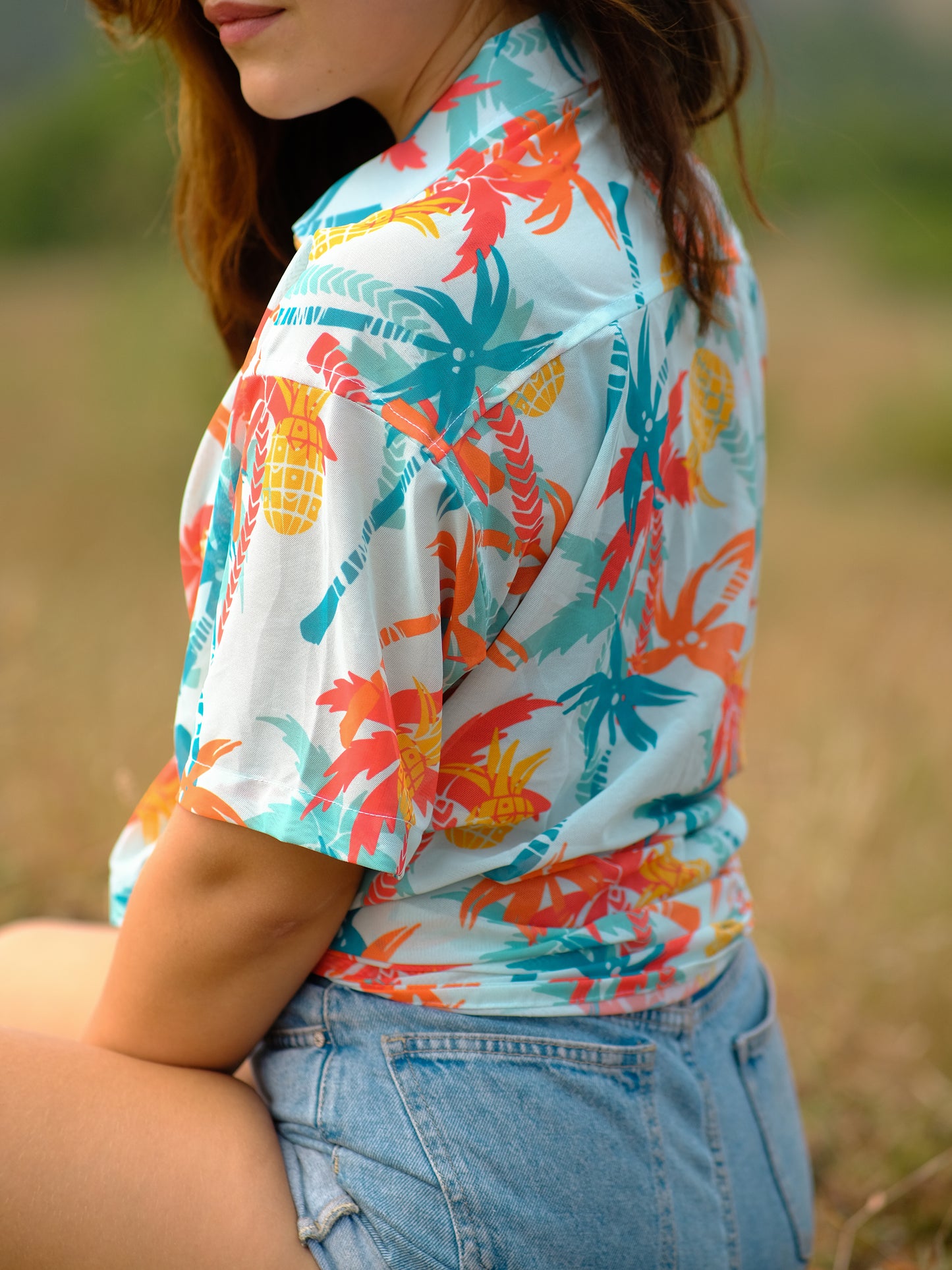 Women's Tropical Oversize Printed Travel Shirt