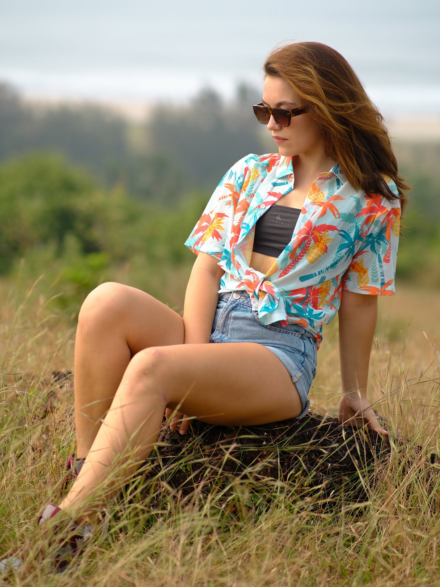 Women's Tropical Oversize Printed Travel Shirt