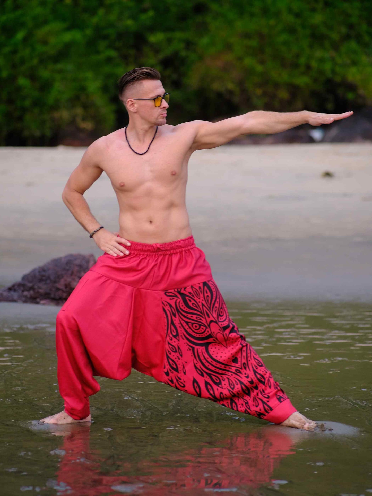 Buy Unisex Couple Red Owl Bohemian Hippy Aladdin Balloon Harem Pants For Travel Yoga Dance