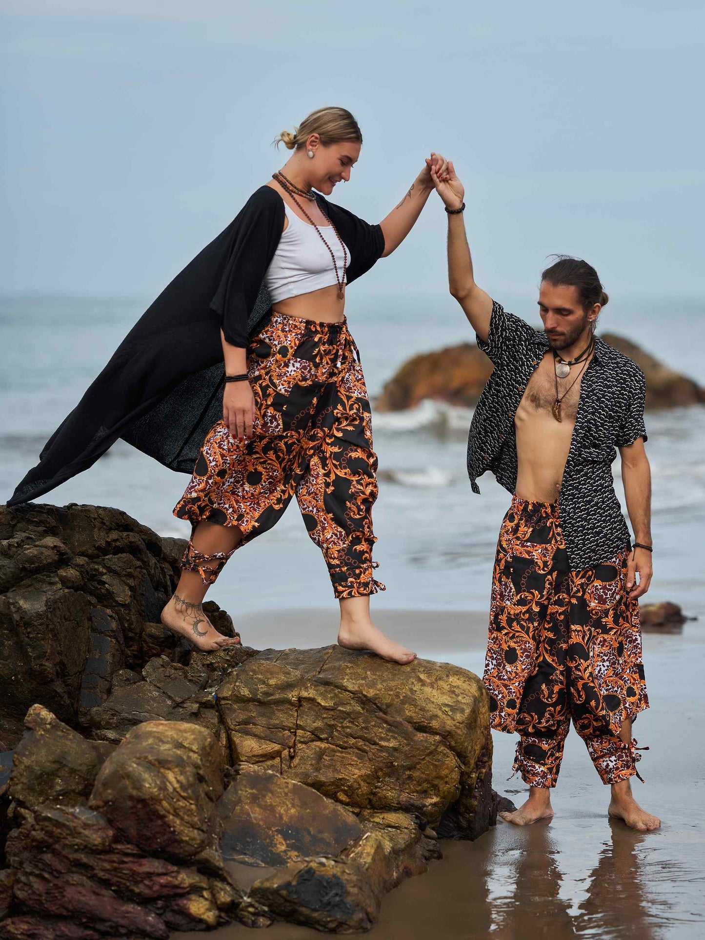 Buy Women's Abstract Floral Print Bohemian Hippy Harem Pants For Yoga