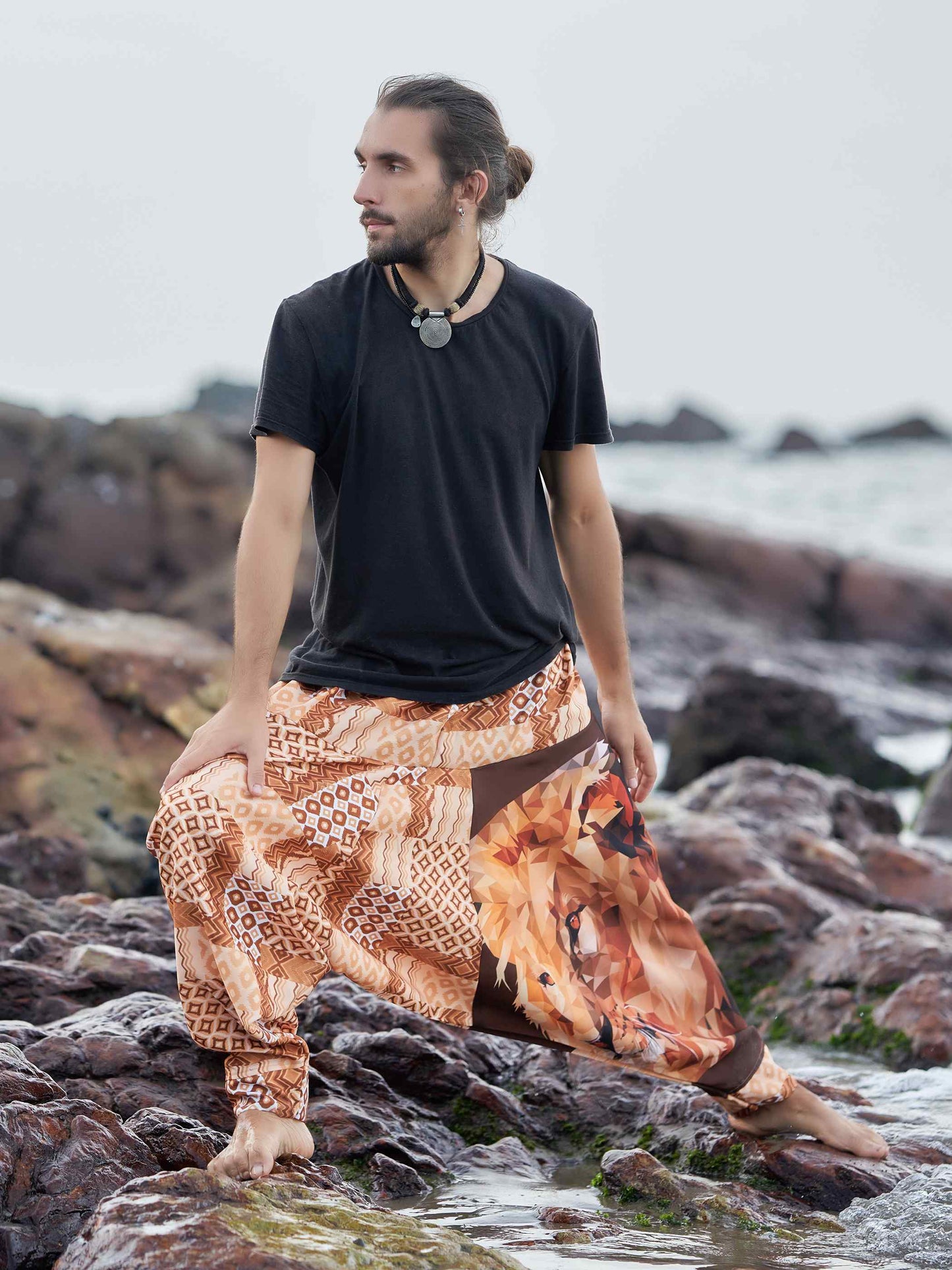 Buy Men's Boho Lion Genie Bohemian Hippy Harem Unisex Pants For Dance