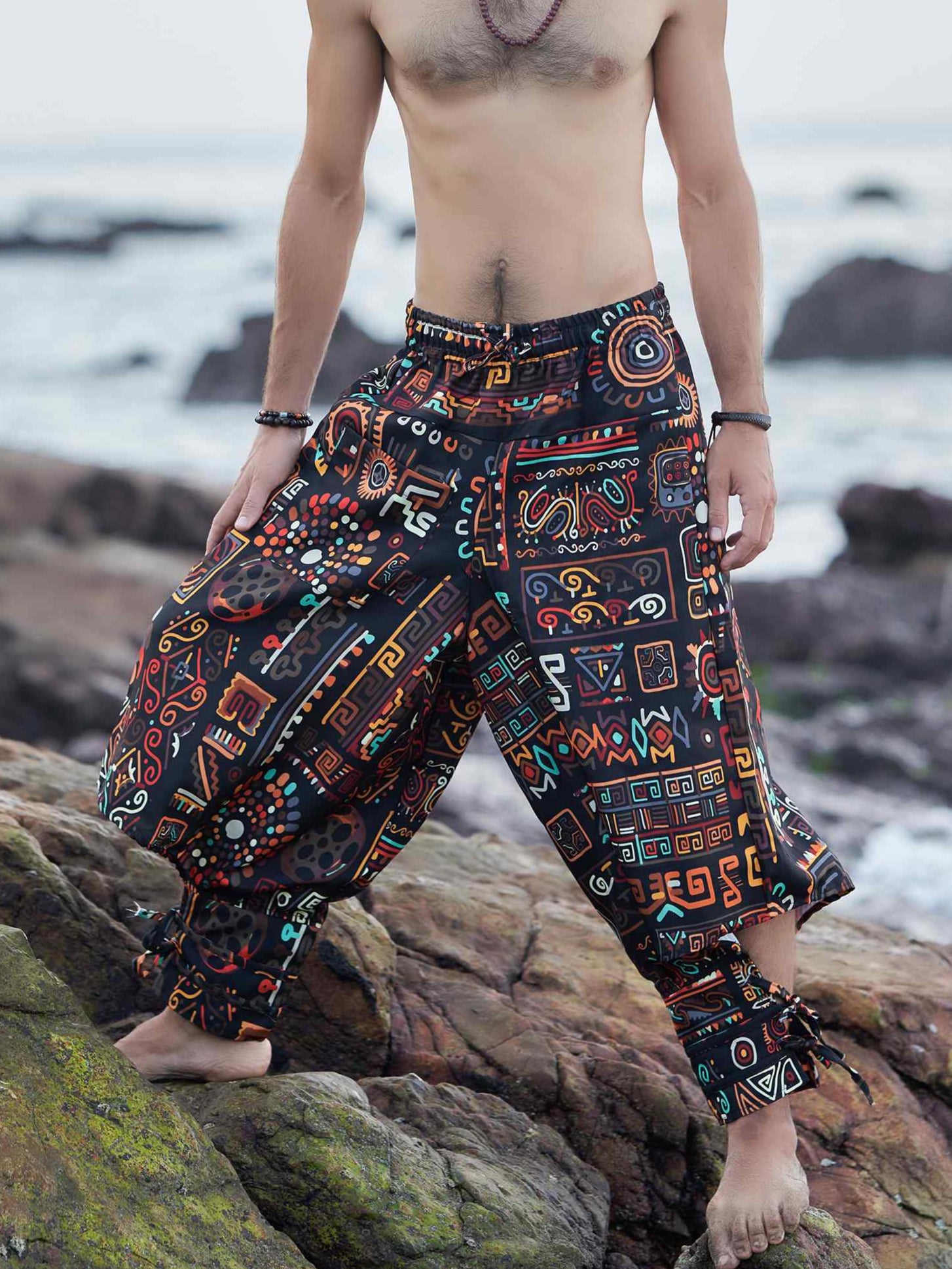 Men's Abstract Graphic Vintage Hippy Harem Pants For Dance