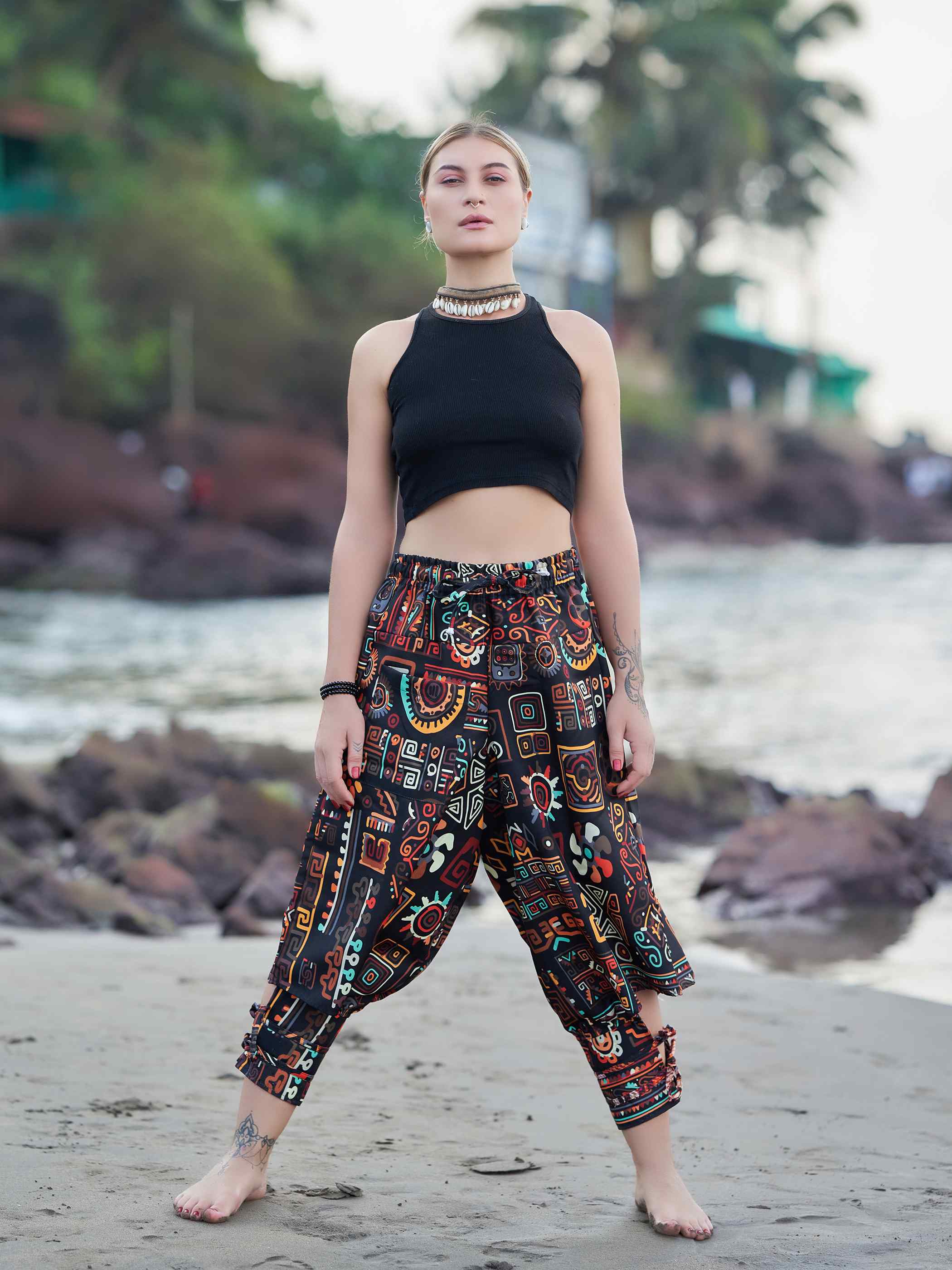 Buy Women's Abstract Graphic Vintage Hippy Harem Pants For Dance Unisex Boho  pants – Enimane