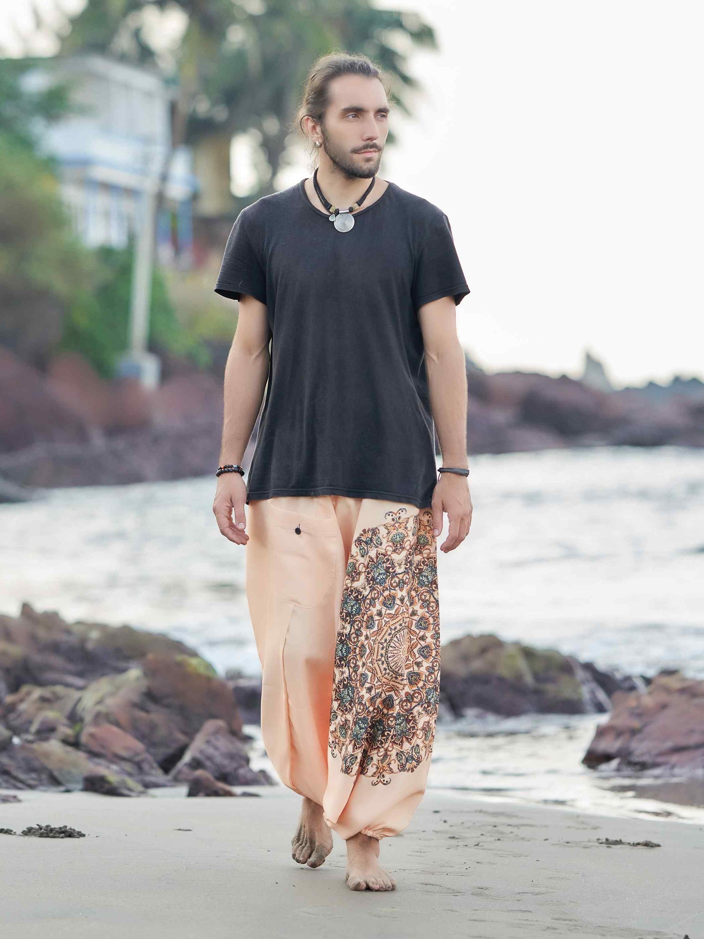 Men's Mandala Print Genie Bohemian Hippy Unisex Harem Pants For Yoga