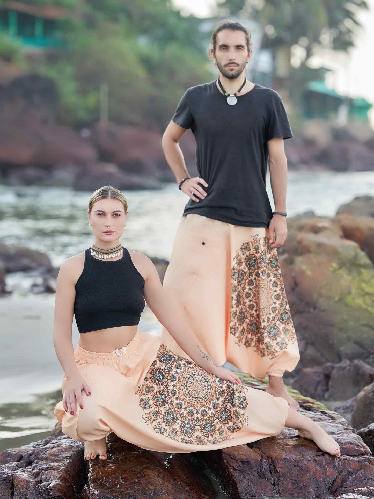Men's Mandala Print Genie Bohemian Hippy Unisex Harem Pants For Yoga