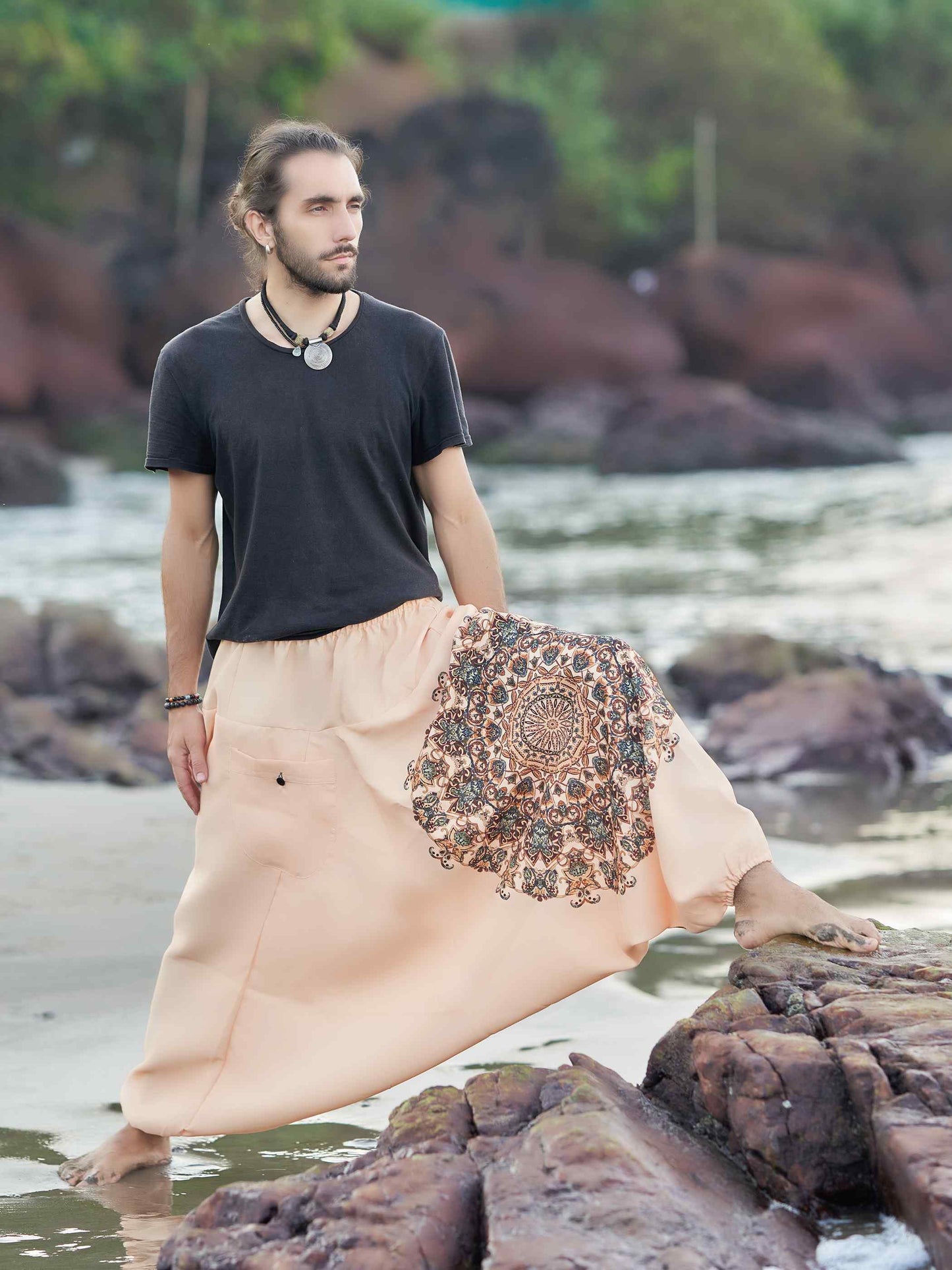 Men's Mandala Print Genie Bohemian Hippy Unisex Harem Pants For Yoga
