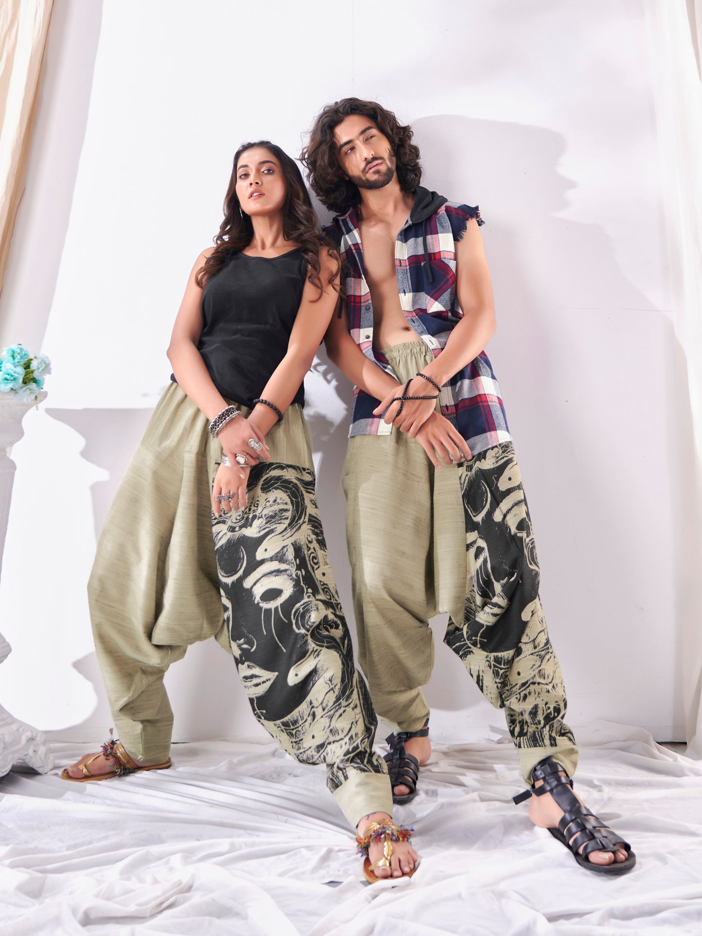 Buy Men's Unique Khaki Hippie Boho Harem Pant For Yoga Dance Travel Track Pant Unisex Yoga Dance Track Pant
