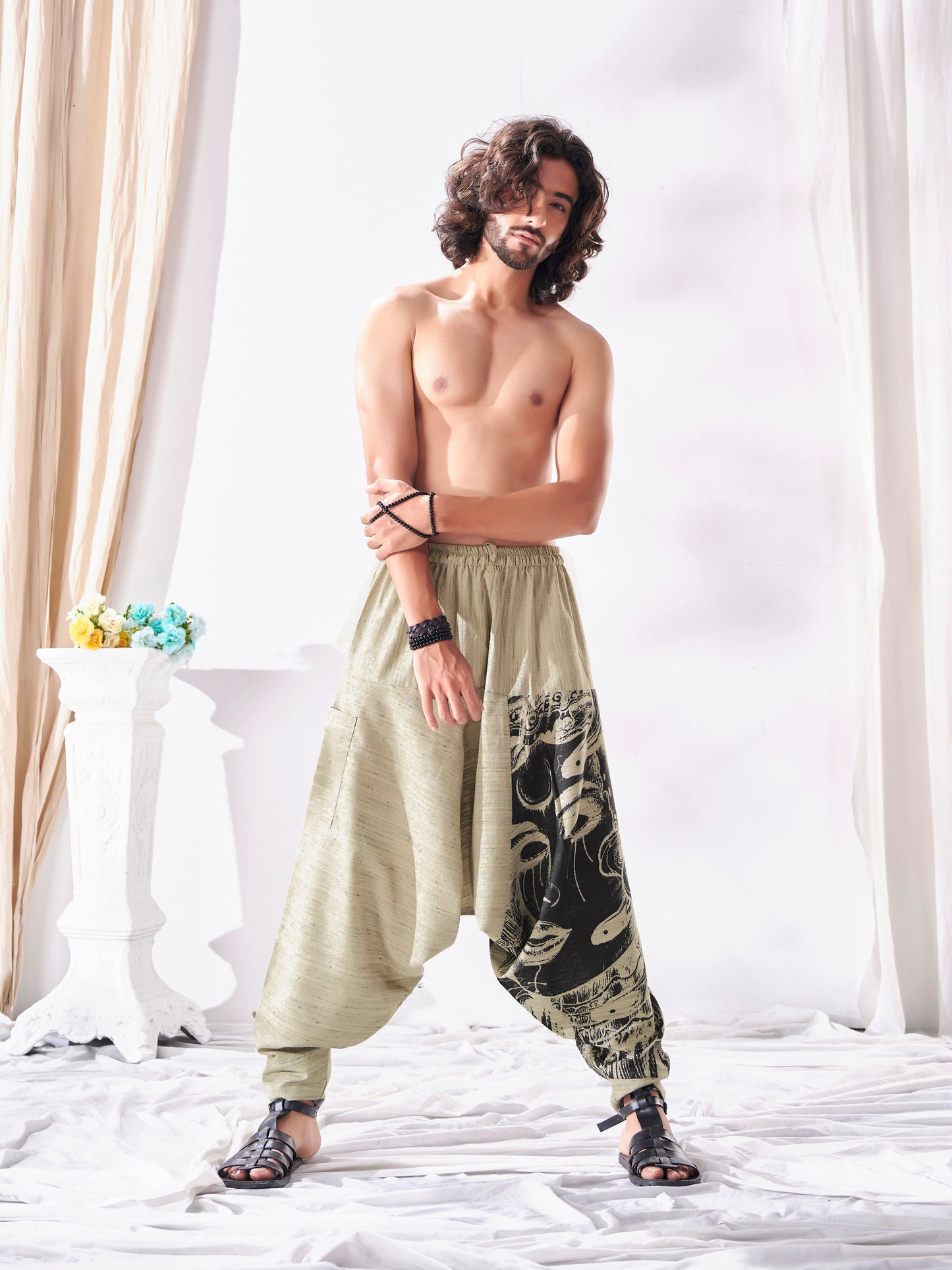 Buy Men's Unique Khaki Hippie Boho Harem Pant For Yoga Dance Travel Track Pant Unisex Yoga Dance Track Pant