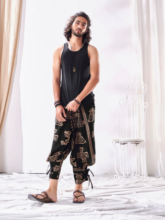 Buy Men's Black Arabian Nights Hippy Harem Pants Boho Dance Yoga Track Unisex Pant