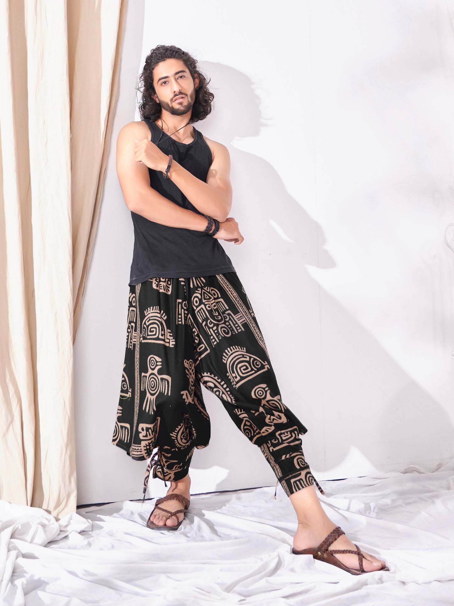 Buy Men's Black Arabian Nights Hippy Harem Pants Boho Dance Yoga Track Unisex Pant