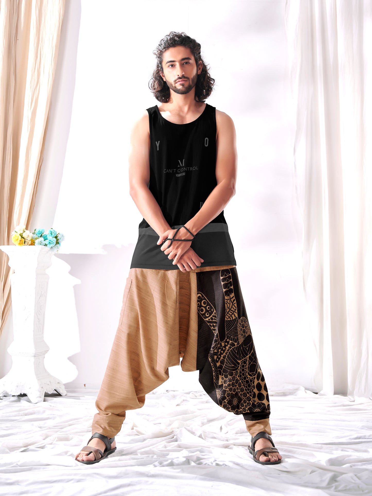 Buy Men's Brown Peace Aladdin Hippy Boho Harem Pants Unisex Yoga Dance Travel Track Pant
