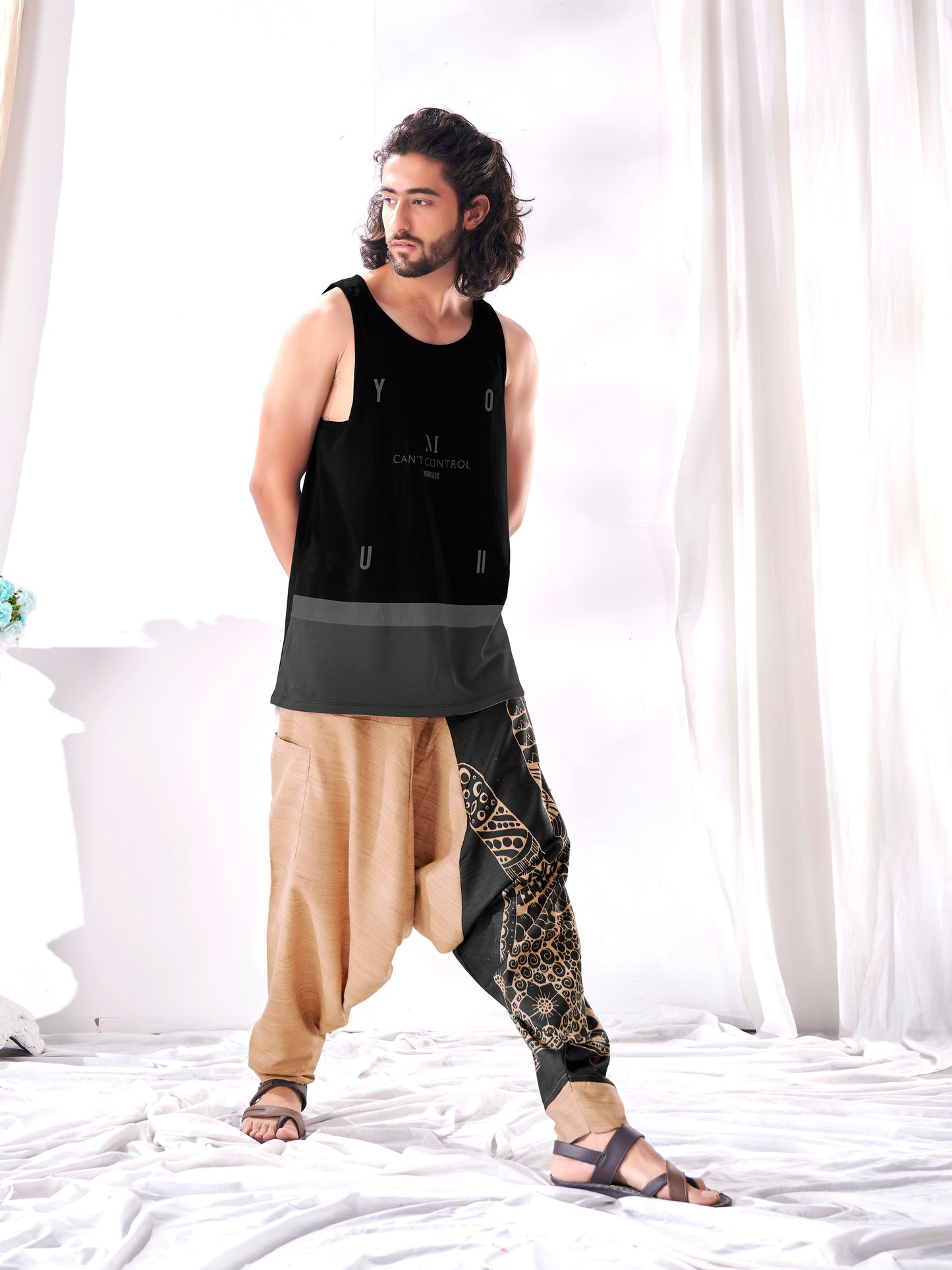 Buy Men's Brown Peace Aladdin Hippy Boho Harem Pants Unisex Yoga Dance Travel Track Pant